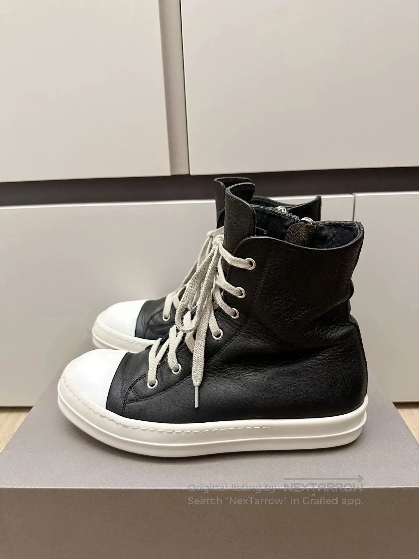 Rick Owens Ricki Owens RO High-Top Leather Zipper Sneakers. Size US 7 / EU 40 - 4 Thumbnail