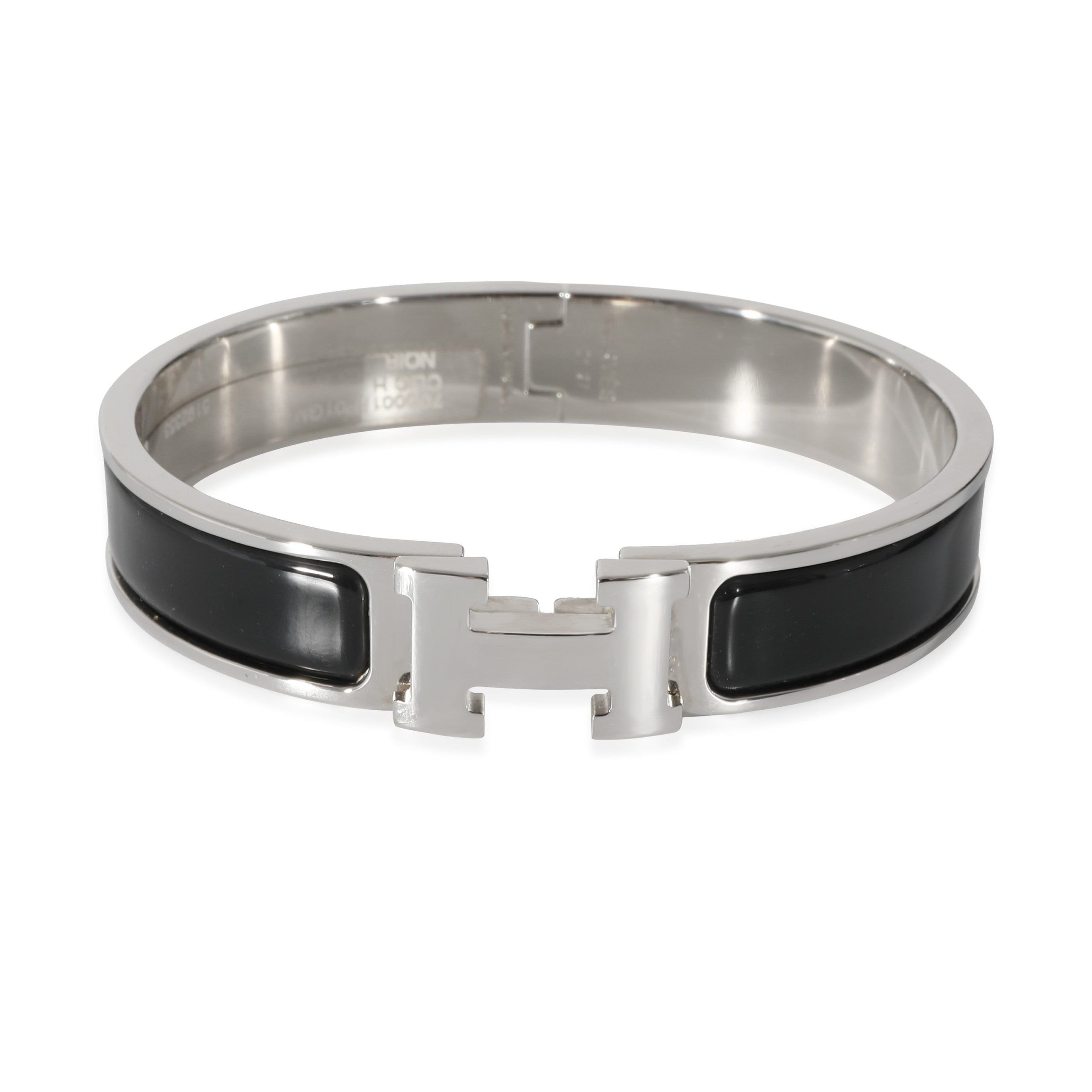 Hermes Hermès Clic H Palladium Plated Bracelet in Noir, Size GM Size ONE SIZE - 1 Thumbnail