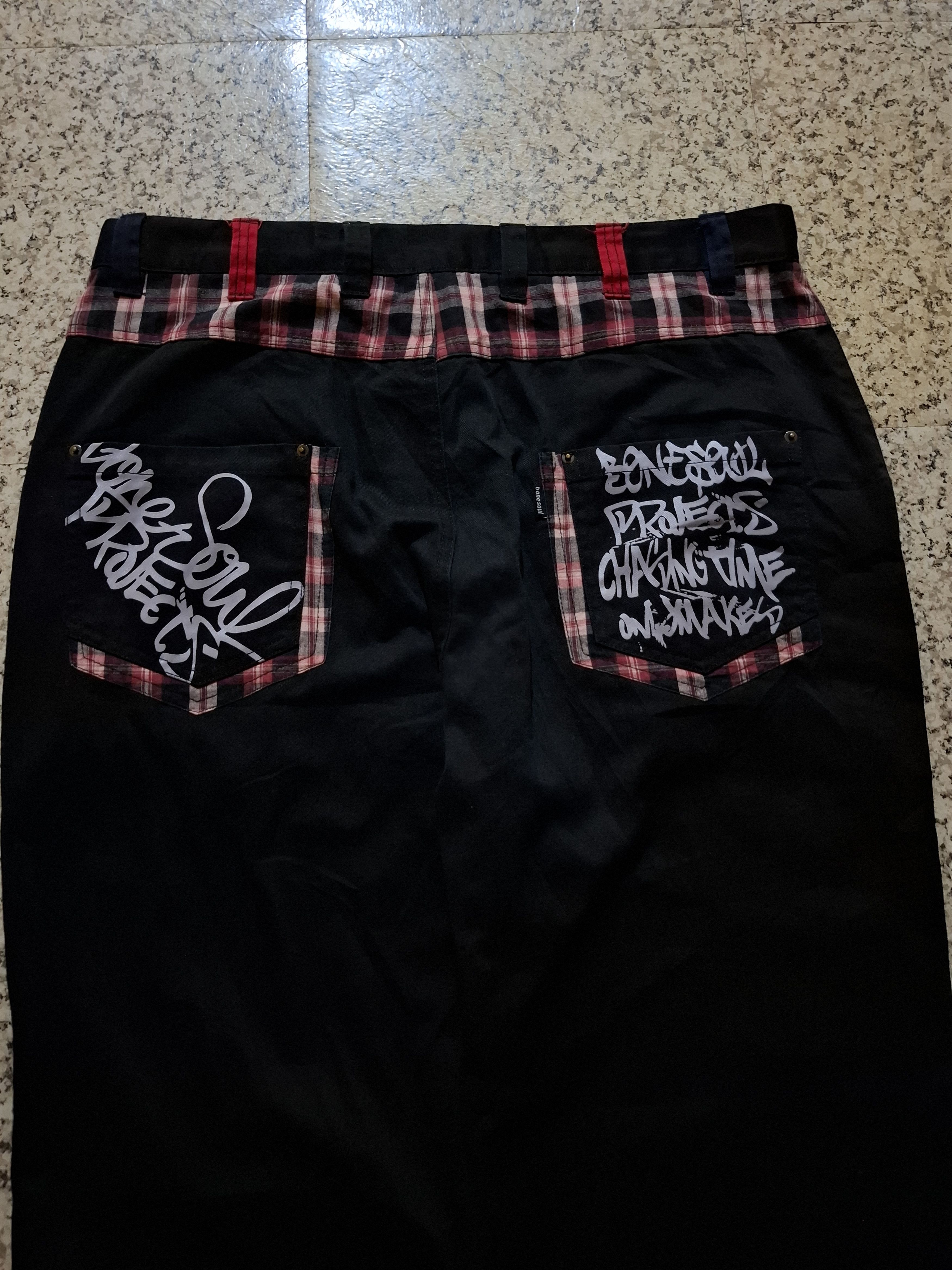 Japanese Brand 🔥 RARE Y2k B-One-Soul Projects Plaid Trim Streetwear Pants Size US 35 - 11 Thumbnail