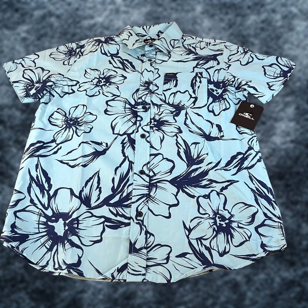O'Neill O'Neill Lakeside Shirt Mens Medium Floral Print Button-Up Short Sleeve Blue NWT Size US M / EU 48-50 / 2 - 1 Thumbnail