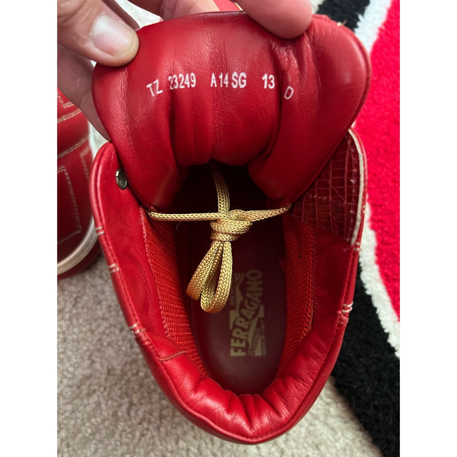 Salvatore Ferragamo Ferragamo Red High Top Sneakers Size 13 Size US 13 / EU 46 - 6 Thumbnail