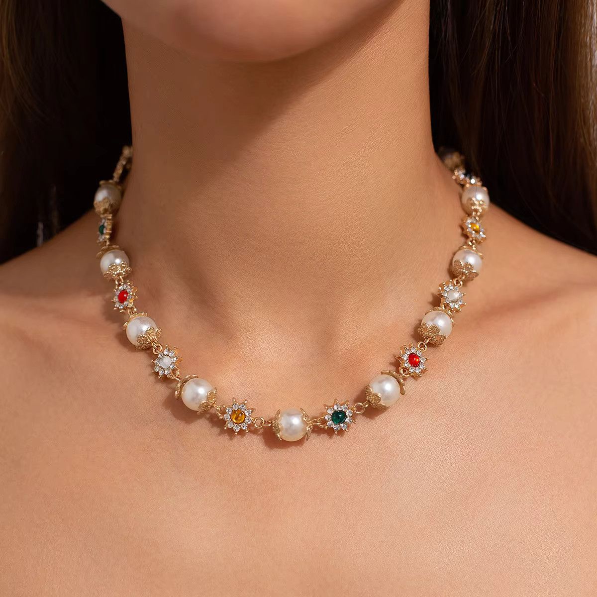 Jewelry Elegant Imitation Pearl Beads Chain Necklace Size ONE SIZE - 1 Thumbnail