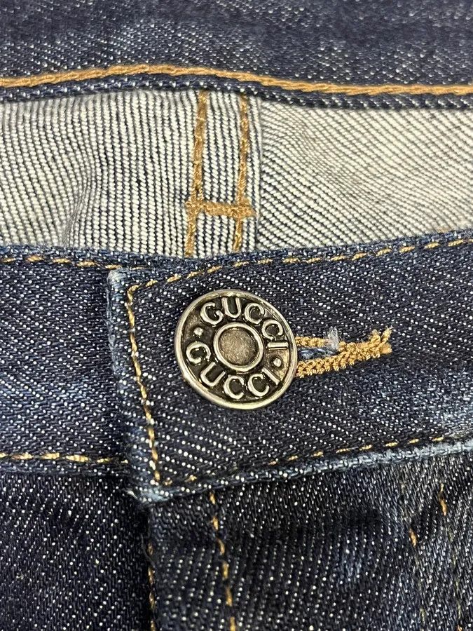 Designer × Gucci × Vintage Gucci Navy Brut Floral Denim Jeans Size US 32 / EU 48 - 9 Thumbnail