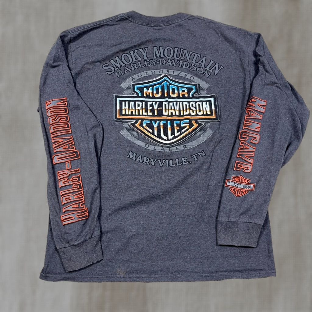 Harley Davidson VINTAGE Harley-Davidson Shirt Men L Gray Crew Neck Graphic Print Logo 80s Retro Motorcycle Biker USA Long Sleeve Cotton Jersey Size US L / EU 52-54 / 3 - 1 Thumbnail