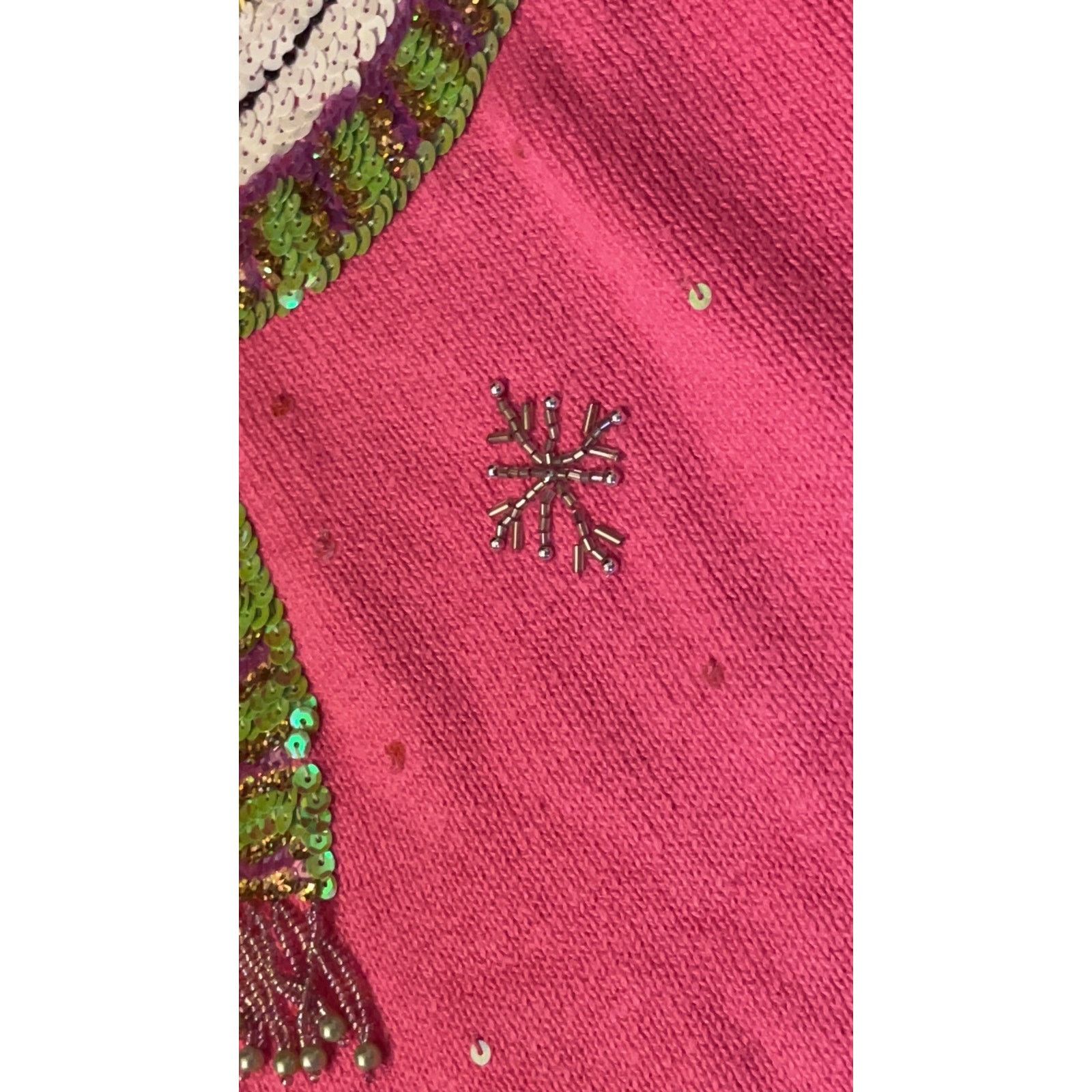Other Vintage Quacker Factory Pink Snowman V-Neck Sweater - 1X Size XL / US 12-14 / IT 48-50 - 5 Thumbnail