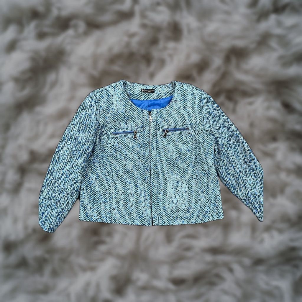 Vintage VINTAGE Boston Design Studio Collarless Zip Front Tweed Jacket Womens Medium Size M / US 6-8 / IT 42-44 - 1 Thumbnail