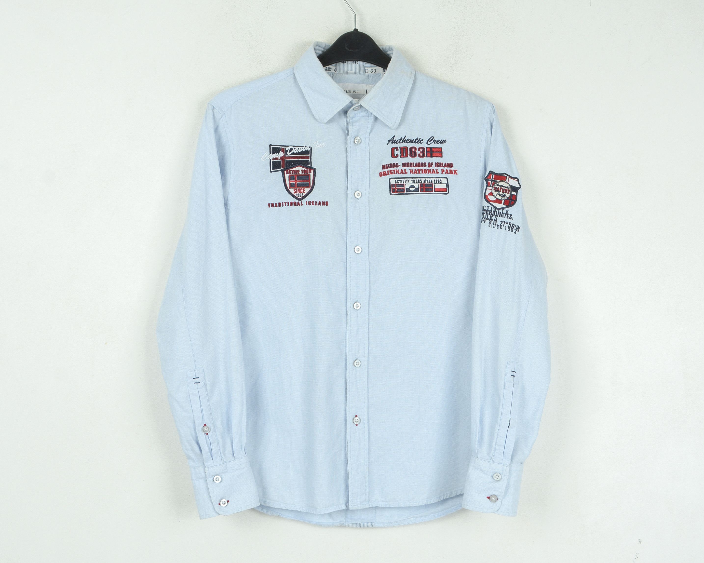Camp David Shirt Muscle Fit M Long Sleeve Cotton Casual Button Up Blue Size US M / EU 48-50 / 2 - 1 Thumbnail