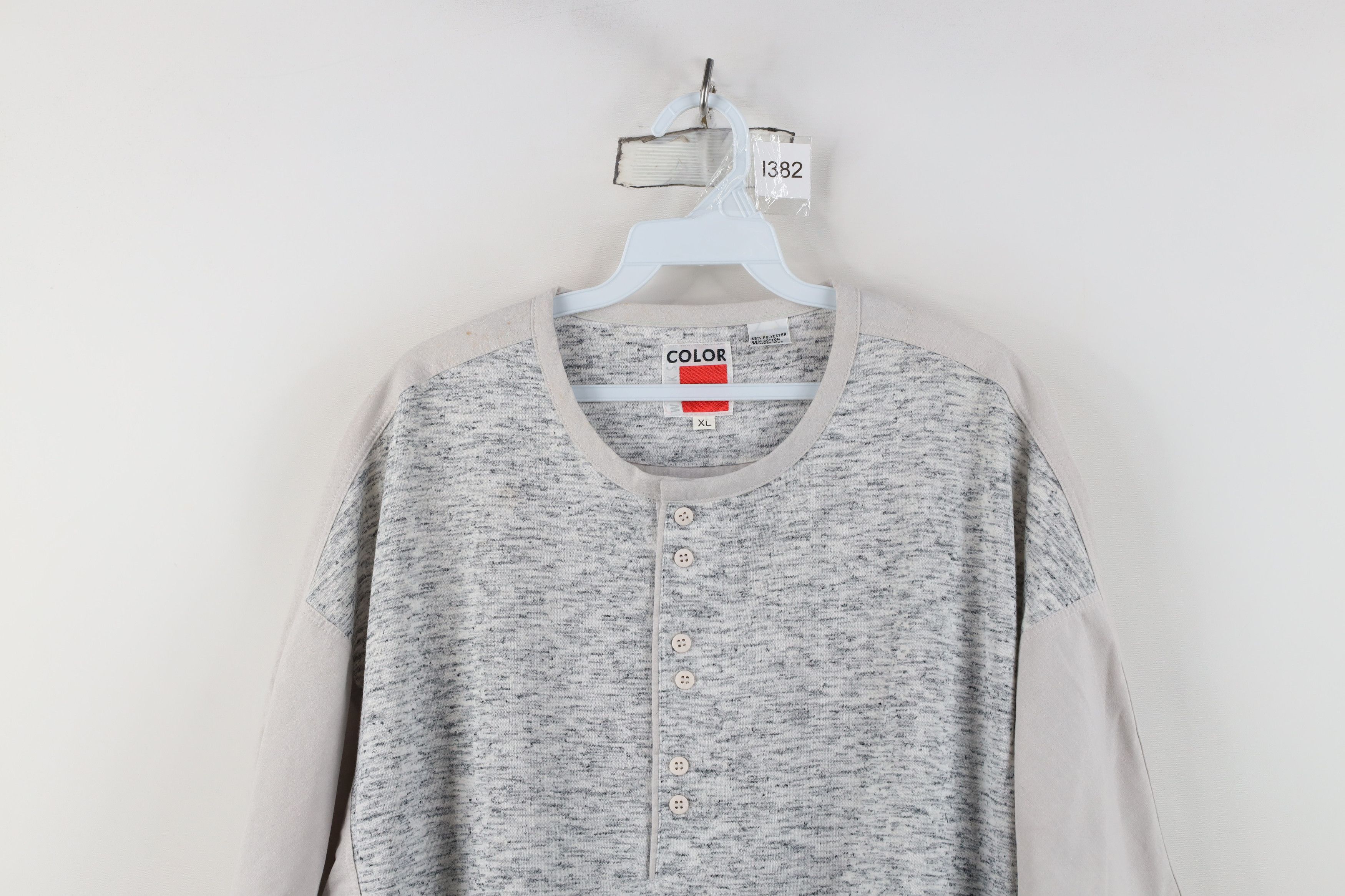 Vintage Vintage 80s 90s Streetwear Pullover Henley T-Shirt Gray Size US XL / EU 56 / 4 - 2 Thumbnail