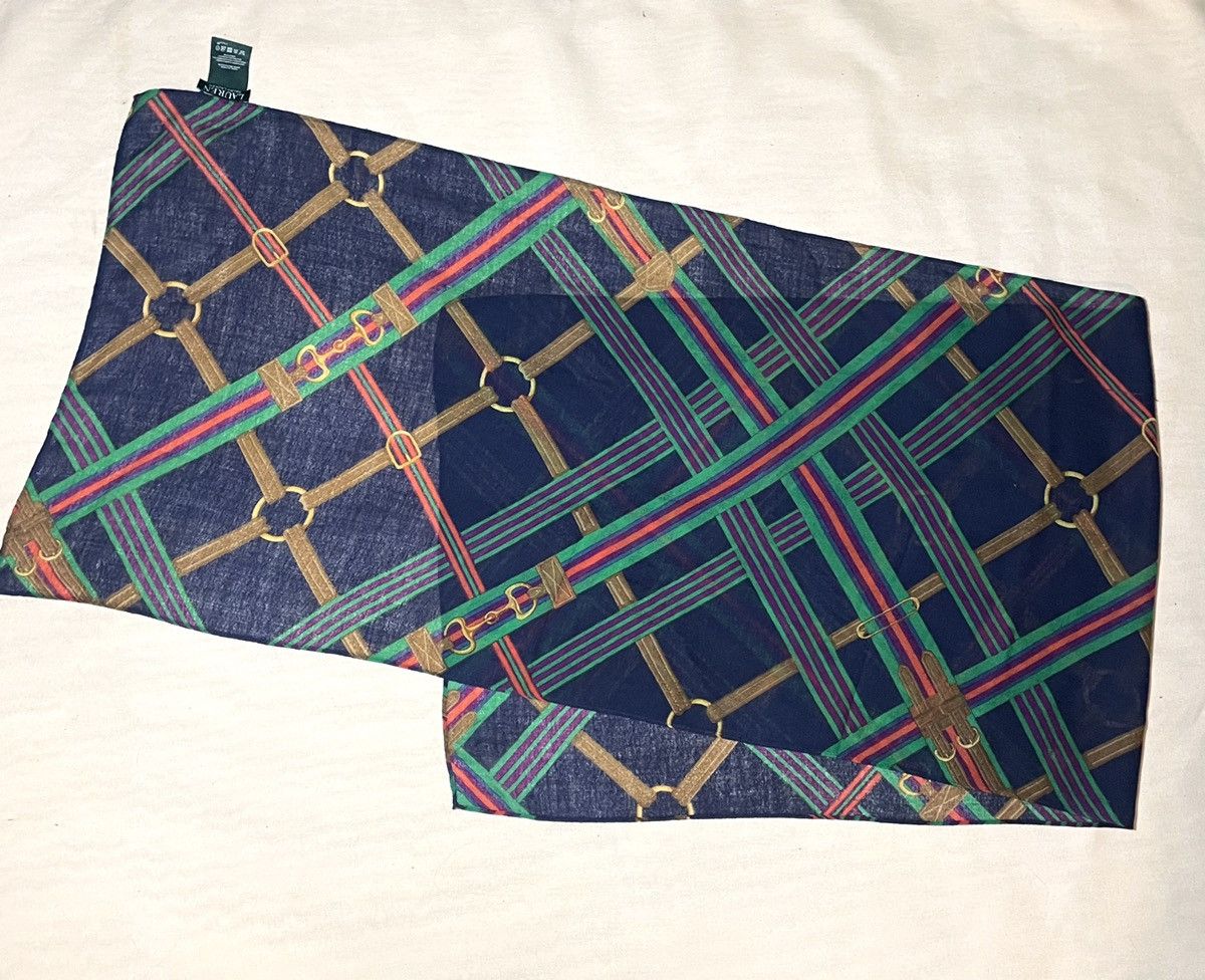 Lauren Ralph Lauren × Ralph Lauren Lauren Ralph Lauren chains navy wool scarf Size ONE SIZE - 4 Thumbnail