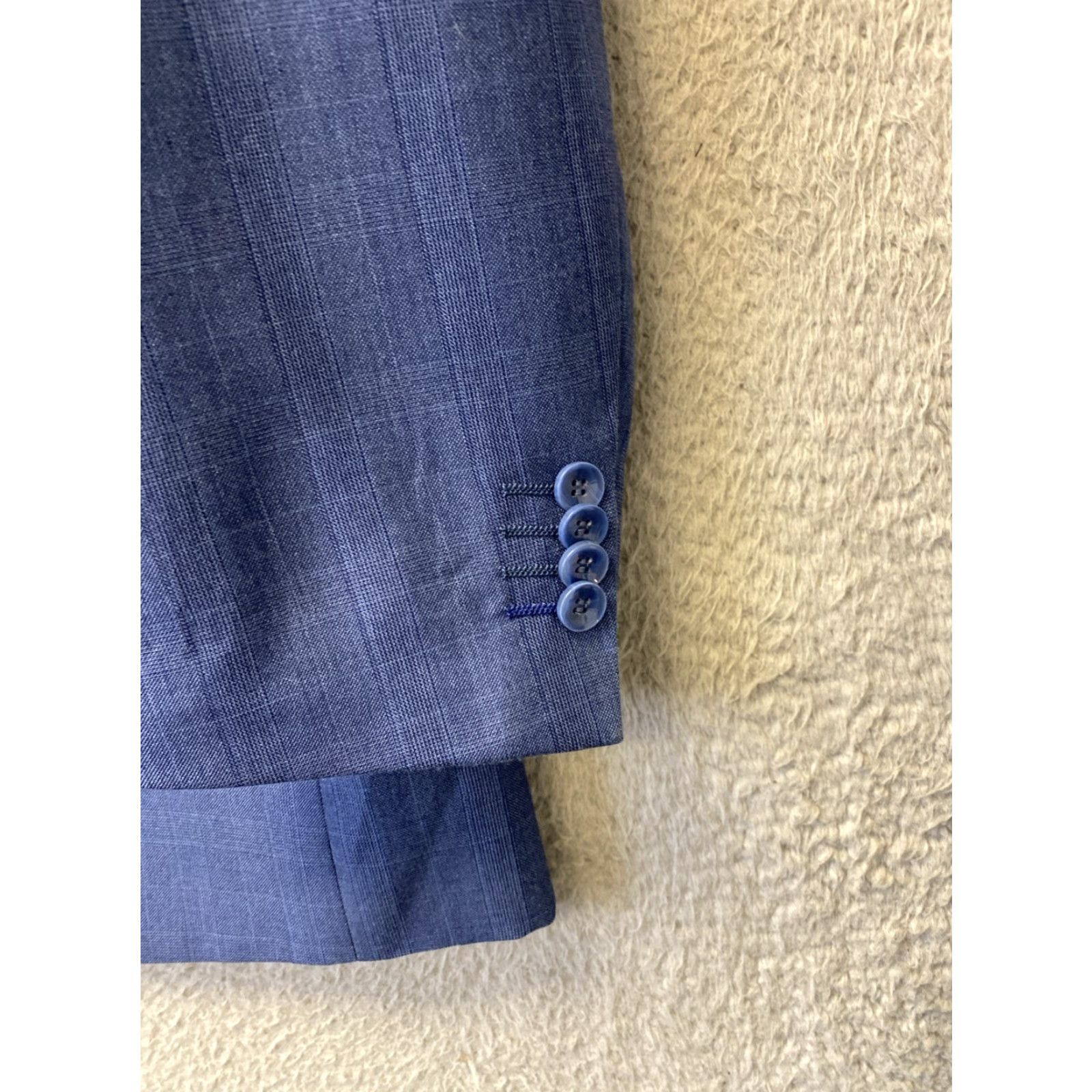 Vintage Bocaccio Uomo 50L 3 Piece Suit Blue Glenn Plaid Pants 44x39 2 Button /0647 Size 50R - 3 Thumbnail