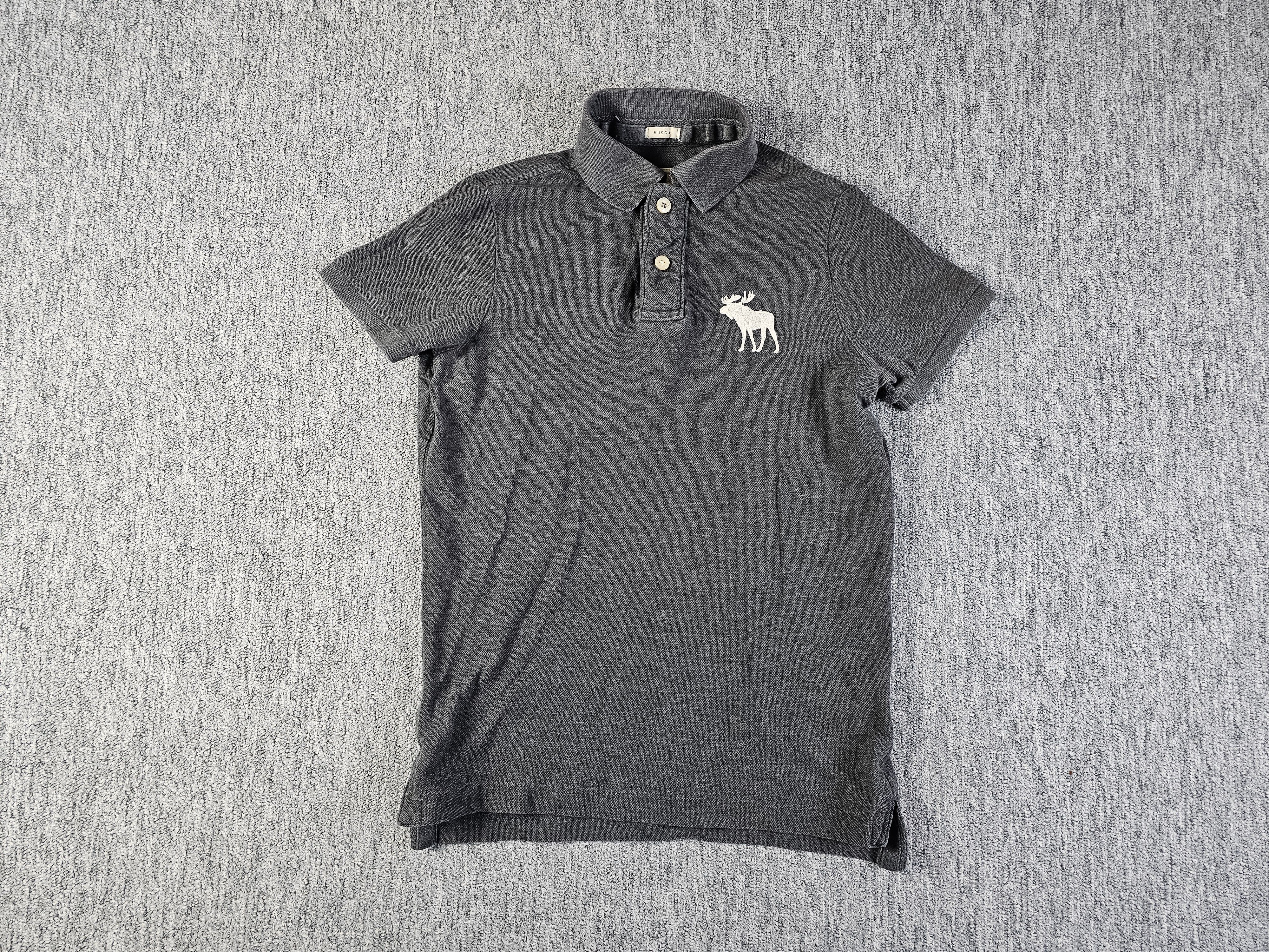 Abercrombie & Fitch Abercrombie & Fitch Polo Men S Gray Muscle Fit Moose Logo Size US S / EU 44-46 / 1 - 6 Thumbnail
