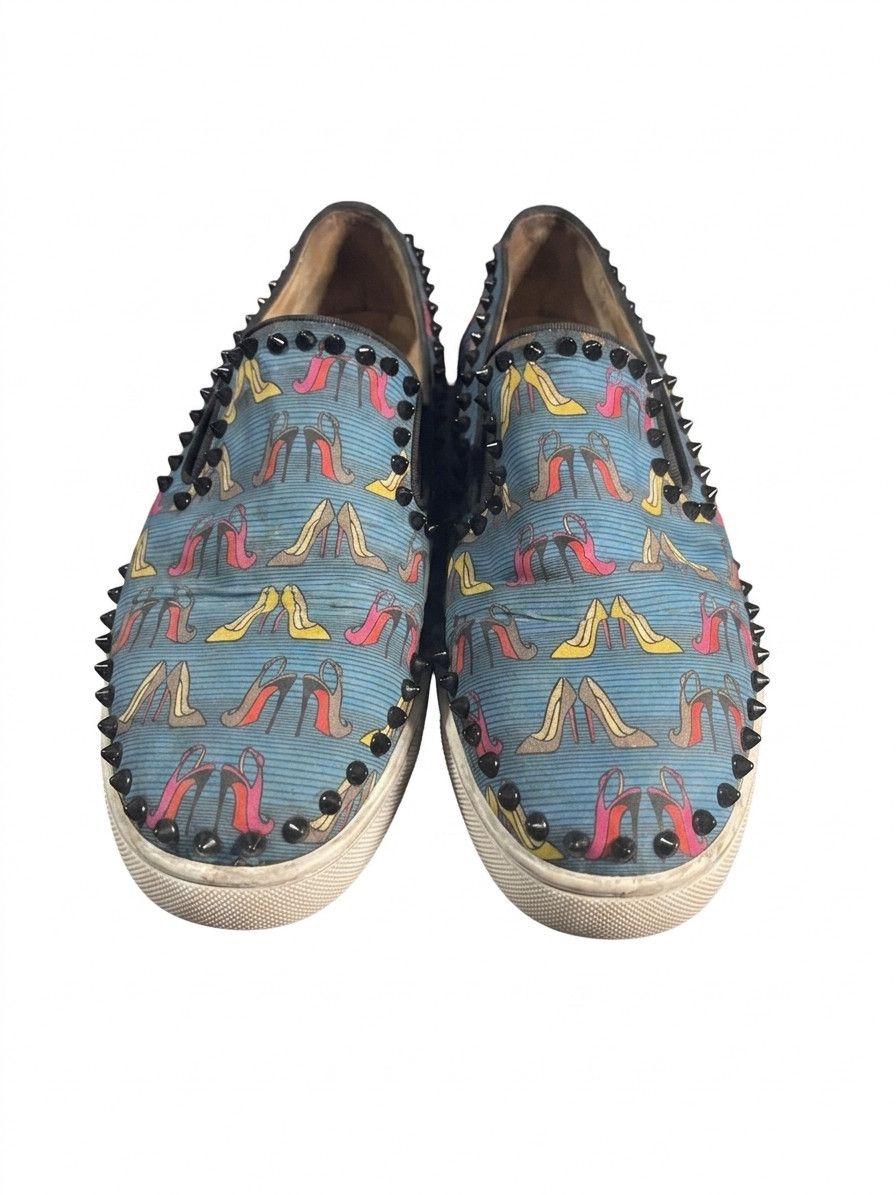 Christian Louboutin Christian Louboutin Roller Boat Blue Spiked Slip-On SZ 43 Size US 10 / EU 43 - 2 Thumbnail