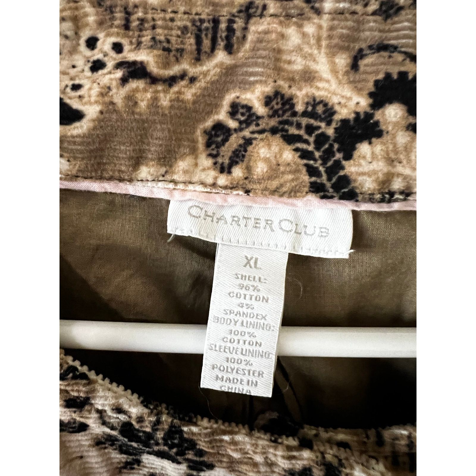 Charter Club Women’s Corduroy Blazer Jacket Beige Taupe Floral Button Up Size XL / US 12-14 / IT 48-50 - 9 Thumbnail