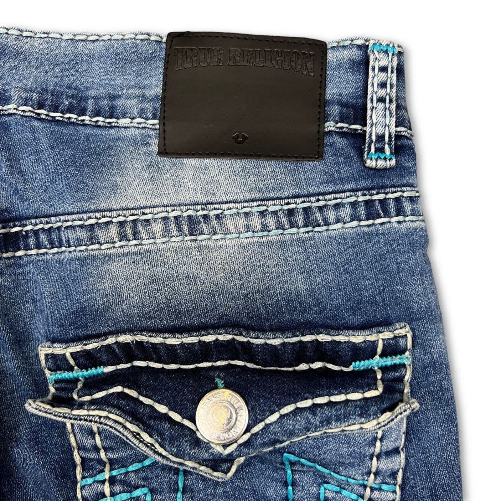True Religion True Religion Jeans Mens 33x29 Blue Bootcut Distressed Denim Size US 33 - 6 Thumbnail