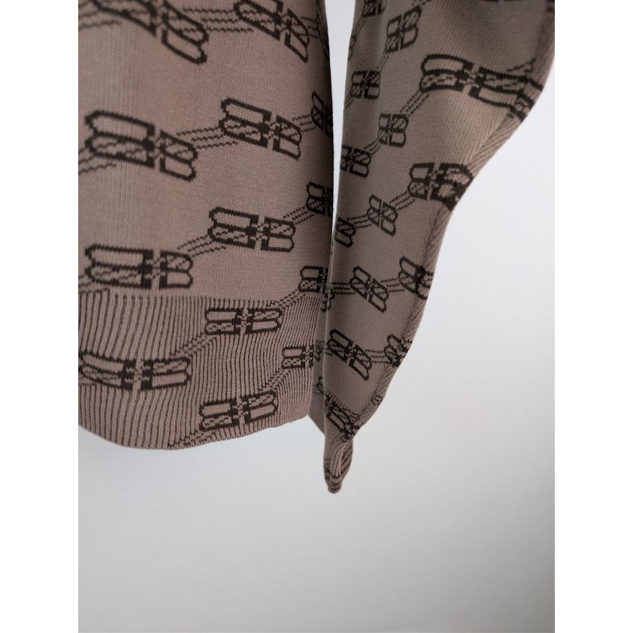 Balenciaga o1rshd1 Monogram Crewneck Sweater in Beige/Brown Size US XL / EU 56 / 4 - 6 Thumbnail