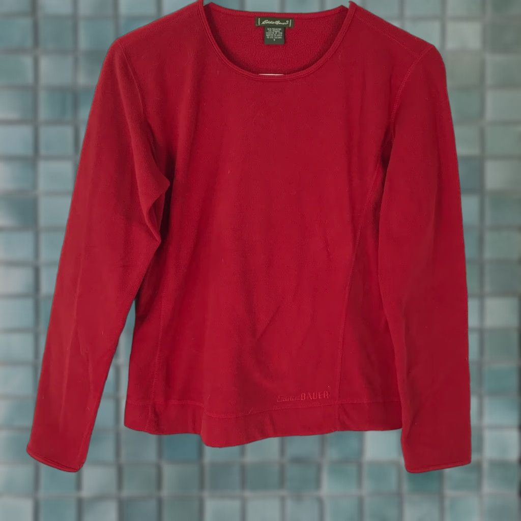 Eddie Bauer Eddie Bauer Womens Blouse T Shirt Red Round Neck Long Sleeve Size S Size S / US 4 / IT 40 - 1 Thumbnail