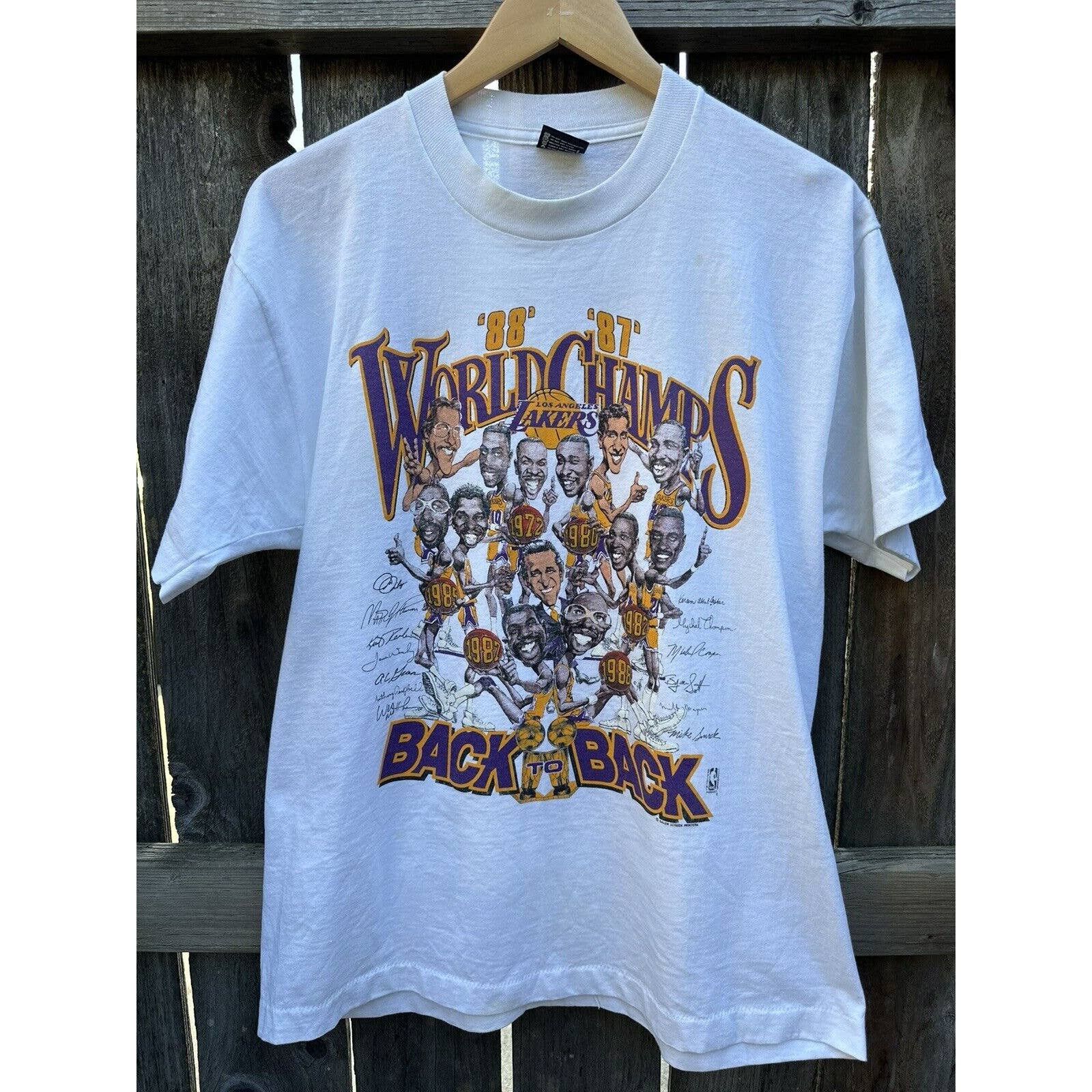Vintage 88 LA Lakers NBA Champs Caricature T-Shirt XL