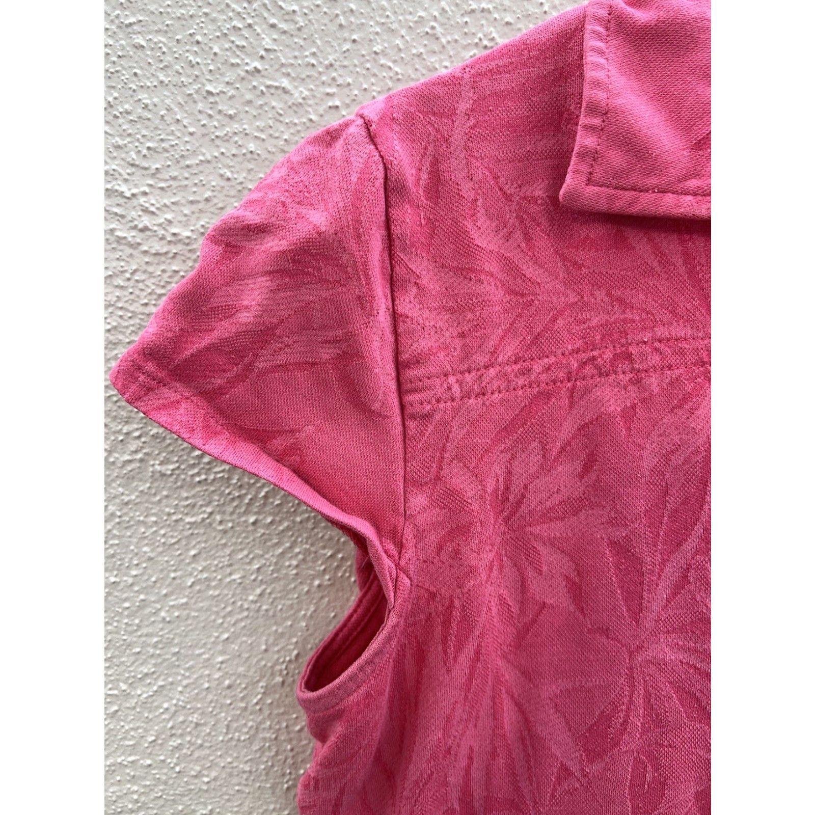 Pinko Womens Caribbean Joe Shirt Cap Sleeve Collared Floral Pink Petite Large Blouse Shirt Womens Caribbean Joe Cap Sleeve Collared V-Neck Floral Pink Size L / US 10 / IT 46 - 3 Thumbnail