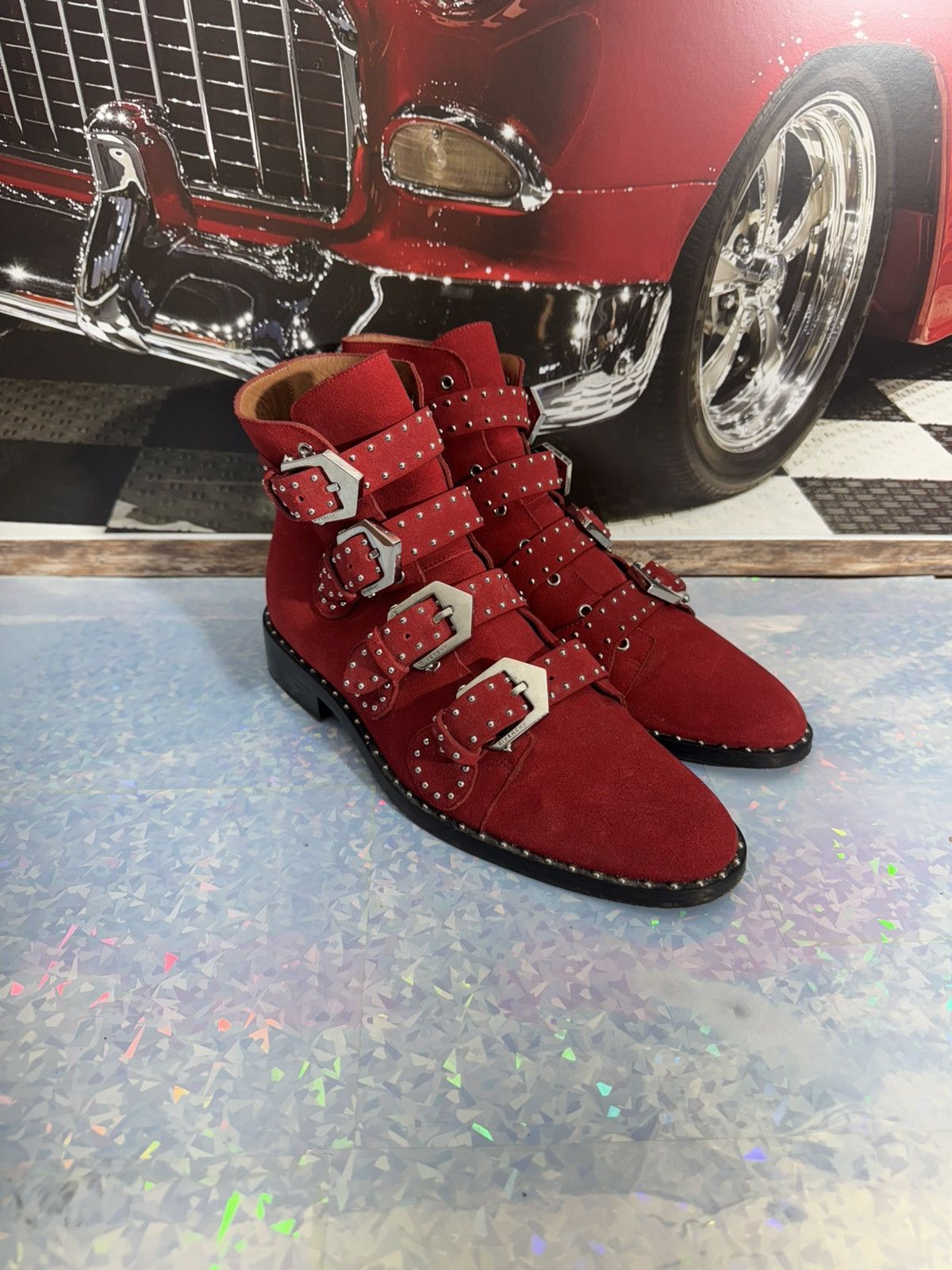 Givenchy GIVENCHY Women’s Boots – Red Leather Ankle Boots Size US 10 / IT 40 - 4 Thumbnail
