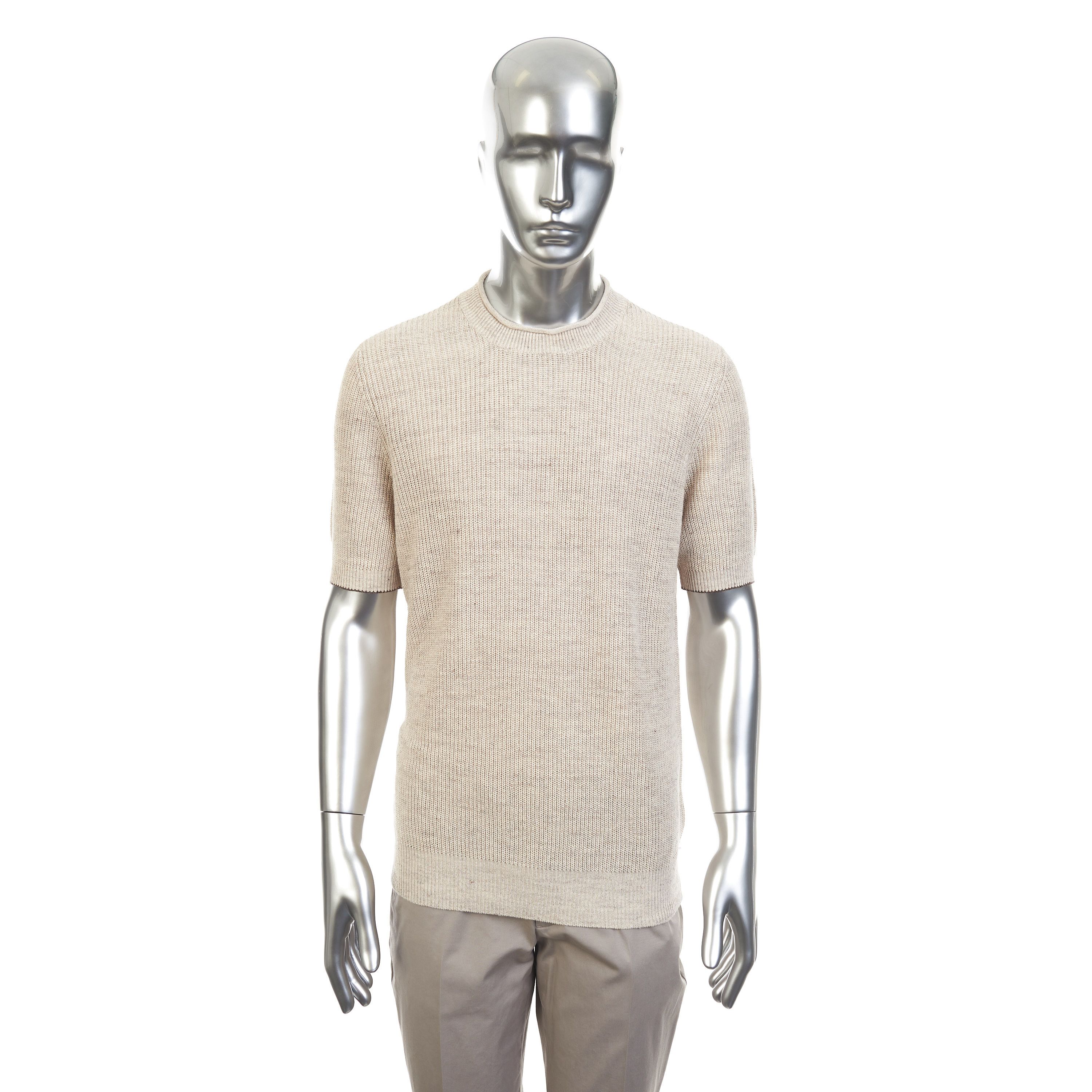 Brunello Cucinelli Linen And Cotton Half English Rib Knit T-Shirt Size 54 Size US L / EU 52-54 / 3 - 5 Thumbnail