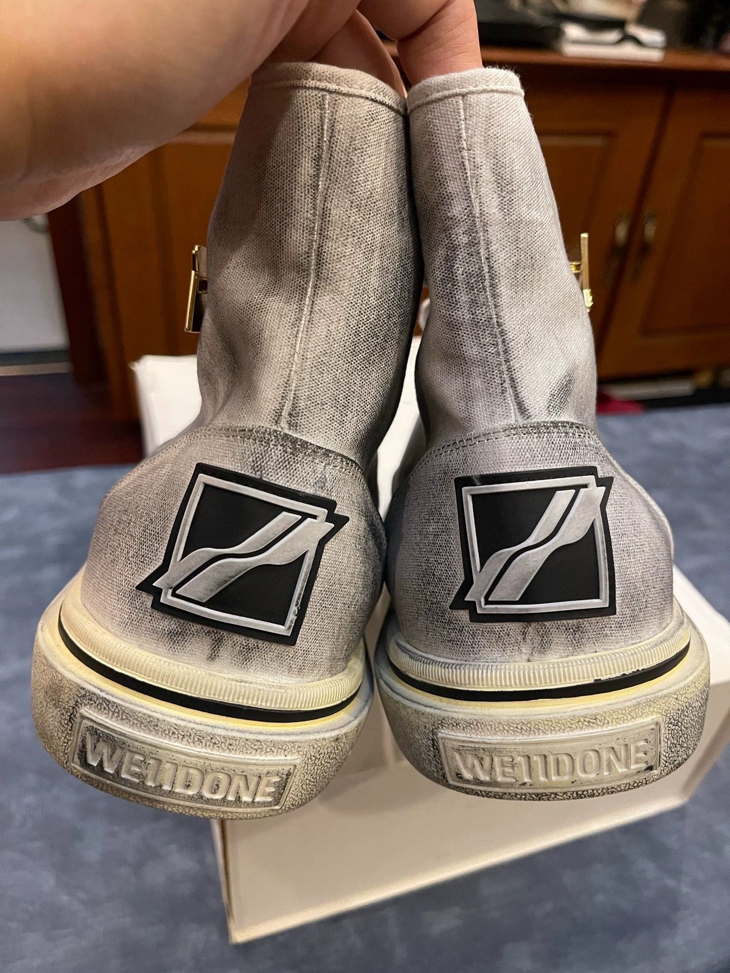 WE11DONE We11done Distressed Canvas Square Toe Mid-Top Sneaker 43 Size US 10 / EU 43 - 5 Thumbnail