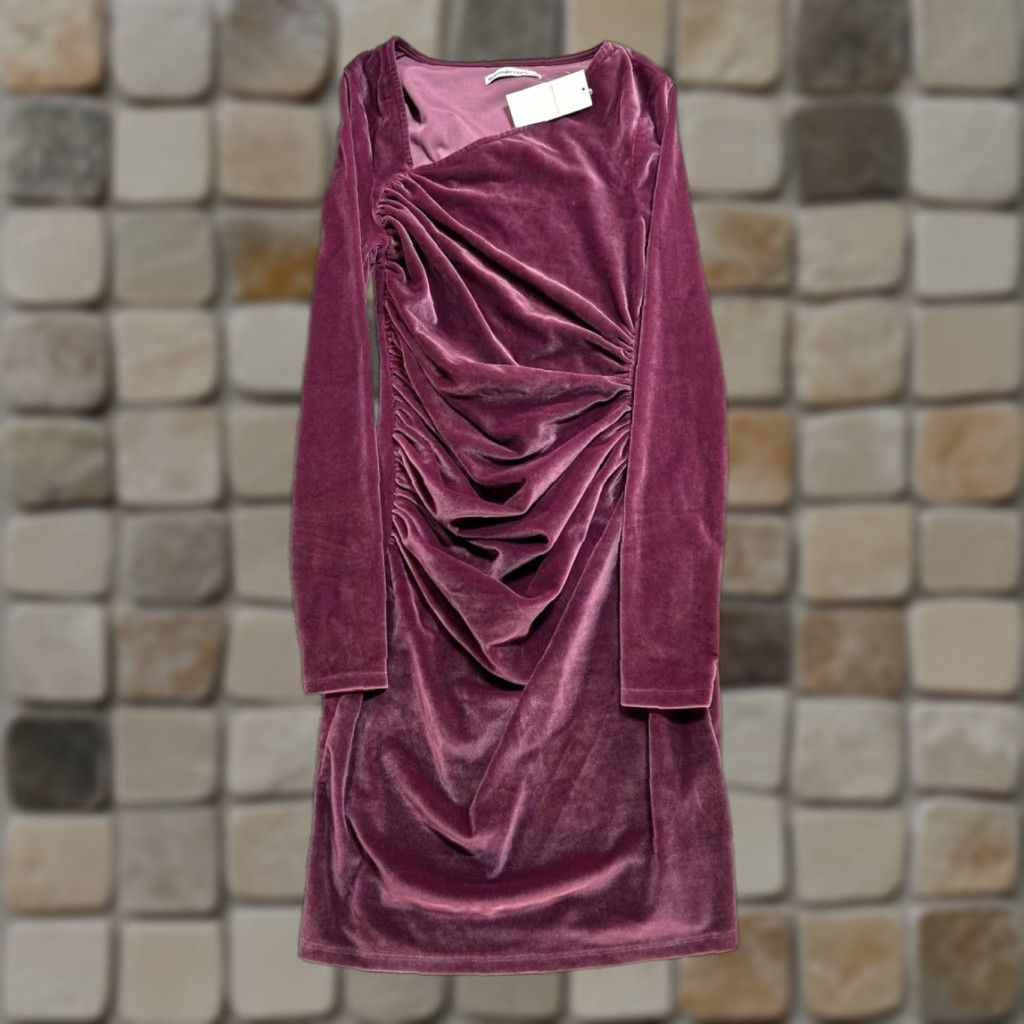 Abercrombie & Fitch Abercrombie & Fitch Velvet Mini Dress Womens Small Purple Ruched Waist New Size S / US 4 / IT 40 - 1 Thumbnail