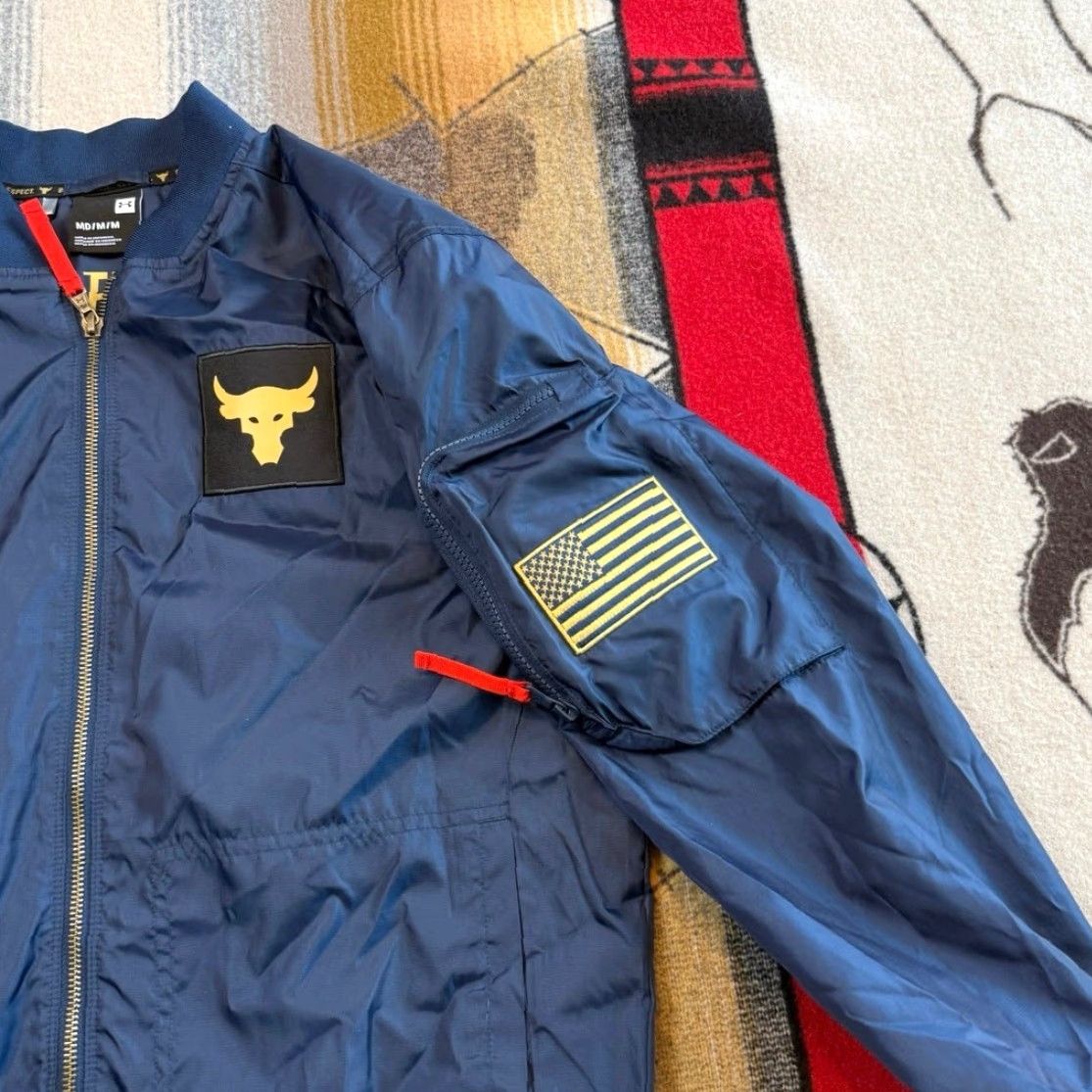 Under Armour Under Armour Project Rock Navy Veterans Day Respect Freedom Jacket Mens M Blue Bomber Jacket Zip Regular Coat Size US M / EU 48-50 / 2 - 4 Thumbnail