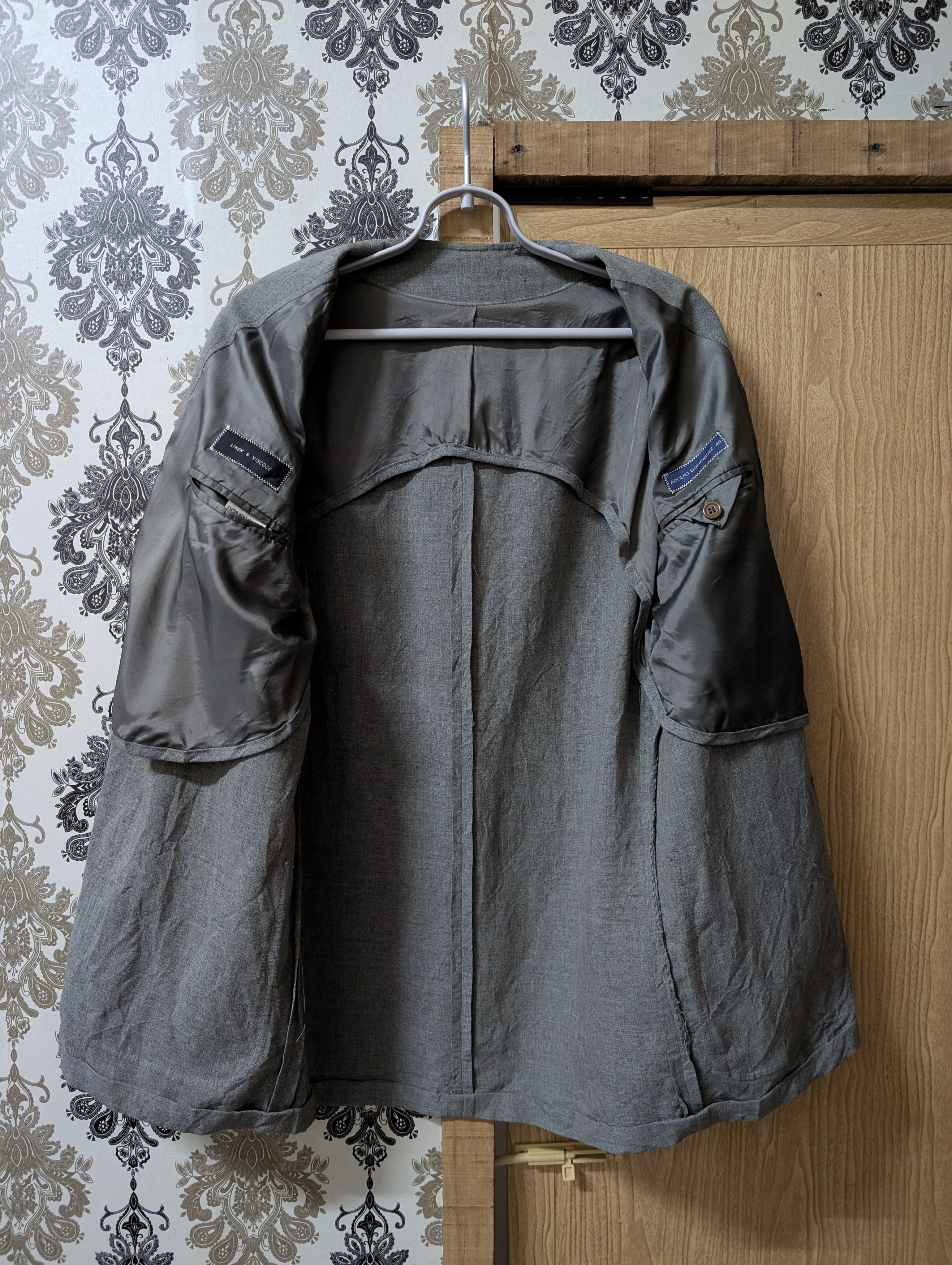 Adolfo Dominguez Vintage Adolfo Dominguez Collarless Linen Rustic Chore Coat Size US S / EU 44-46 / 1 - 3 Thumbnail