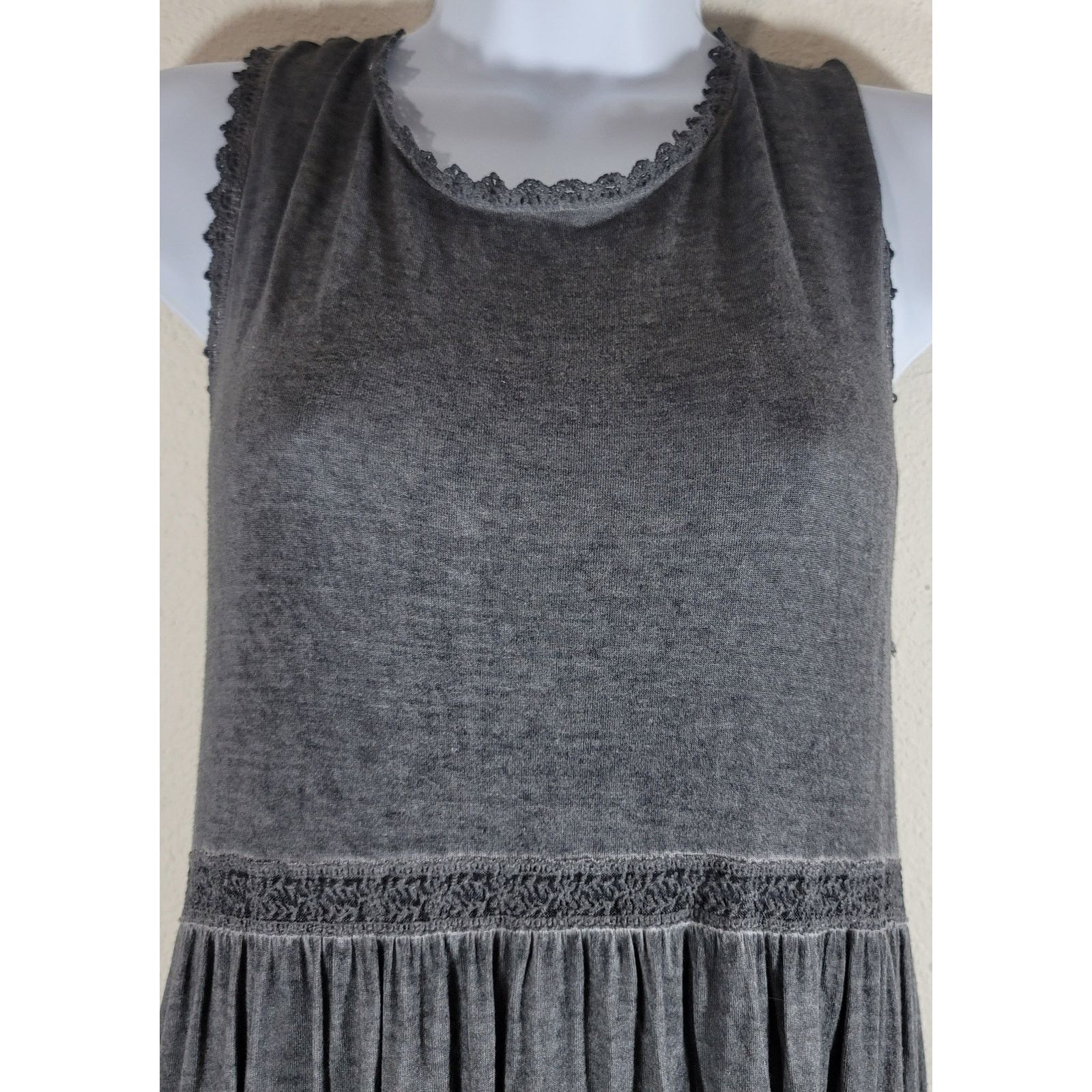 Other Uptown Ellie Gray Marled Peplum Dress M Crochet Back Lace Up Size M / US 6-8 / IT 42-44 - 5 Thumbnail