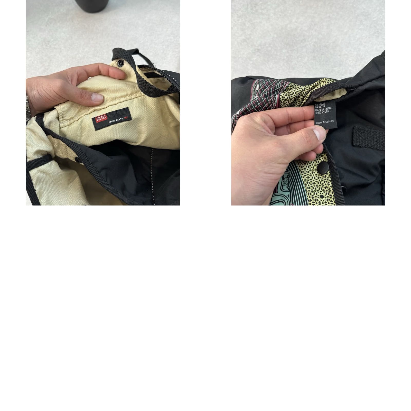 Diesel VINTAGE Diesel Y2K Nylon Big Logo Reversible Tote Woman Bags Small Beige/Black Diesel Brand 90s City Designer Handbag Womens Size ONE SIZE - 10 Thumbnail