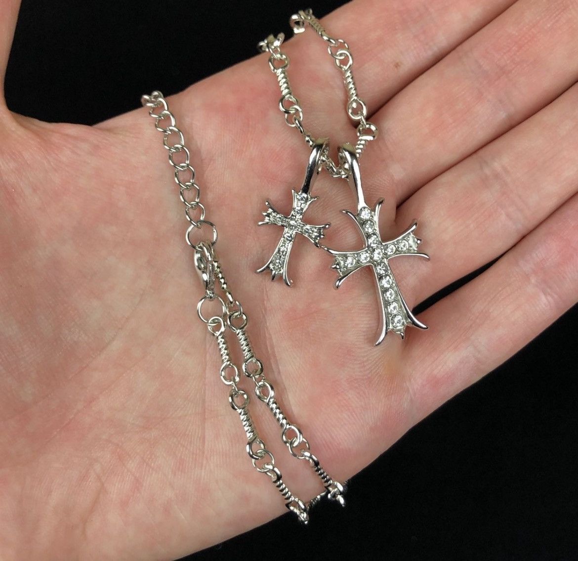 Jewelry Double Cross Necklace Punk Gothic Size ONE SIZE - 1 Thumbnail