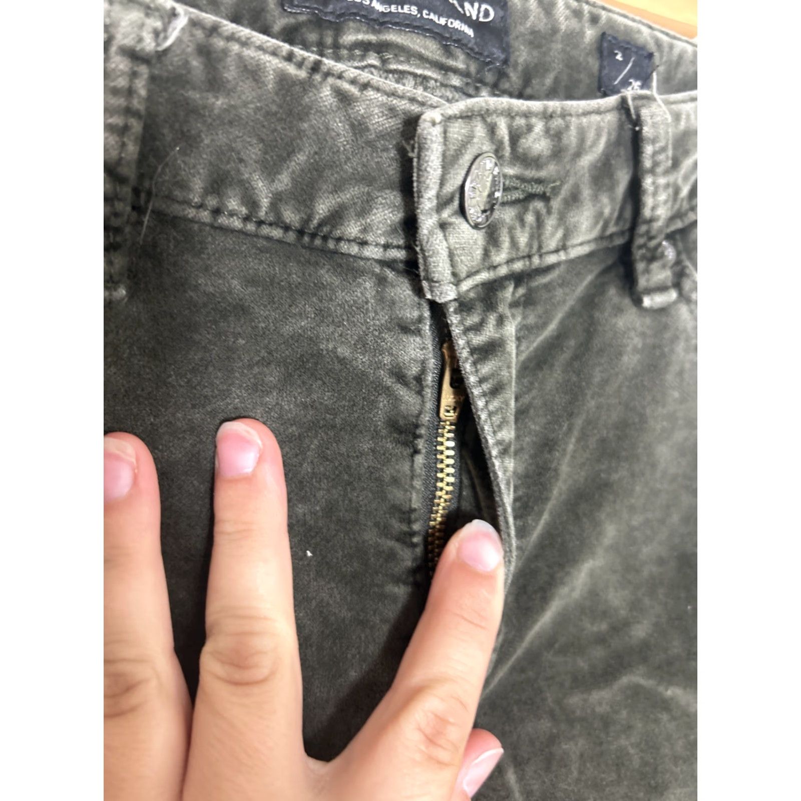 Lucky Brand LUCKY BRAND Olive Mottled Crushed Velvet AVA SUPER SKINNY Jeans 2/26 Women Regular Zip 29in Inseam Khaki Green Size 26" / US 2 / IT 38 - 6 Thumbnail