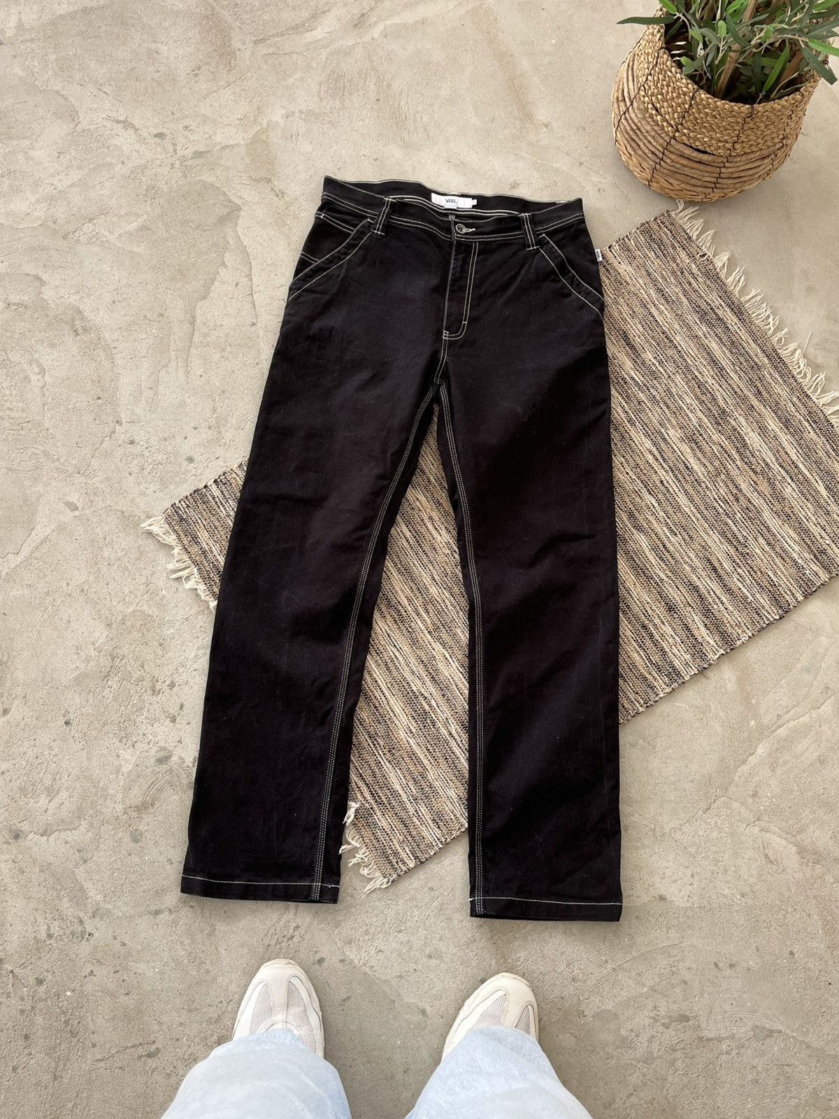 Vans Vintage Vans Workwear Style Black Denim Pants sk8 Y2K Size US 31 - 2 Thumbnail