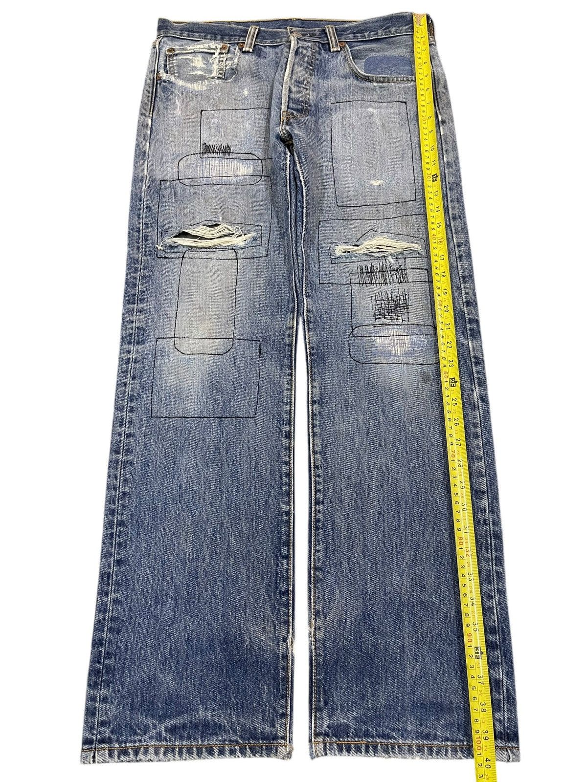 Levi's Vintage Levis 501 Blue Wash Distressed Style Loose Jeans Size US 32 / EU 48 - 12 Thumbnail