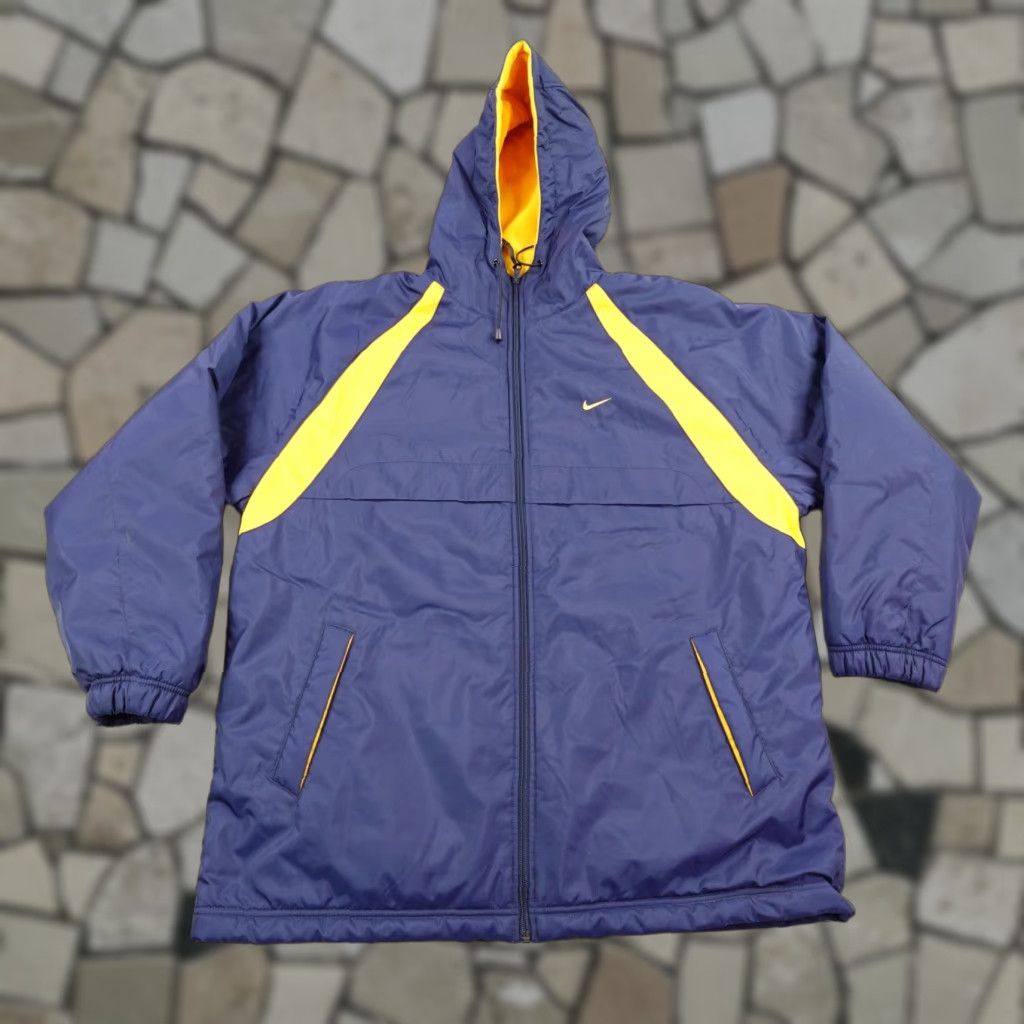 Nike VINTAGE Nike Jacket L Parka Reversible Hooded Windbreaker Fleece Blue Yellow Size US L / EU 52-54 / 3 - 1 Thumbnail