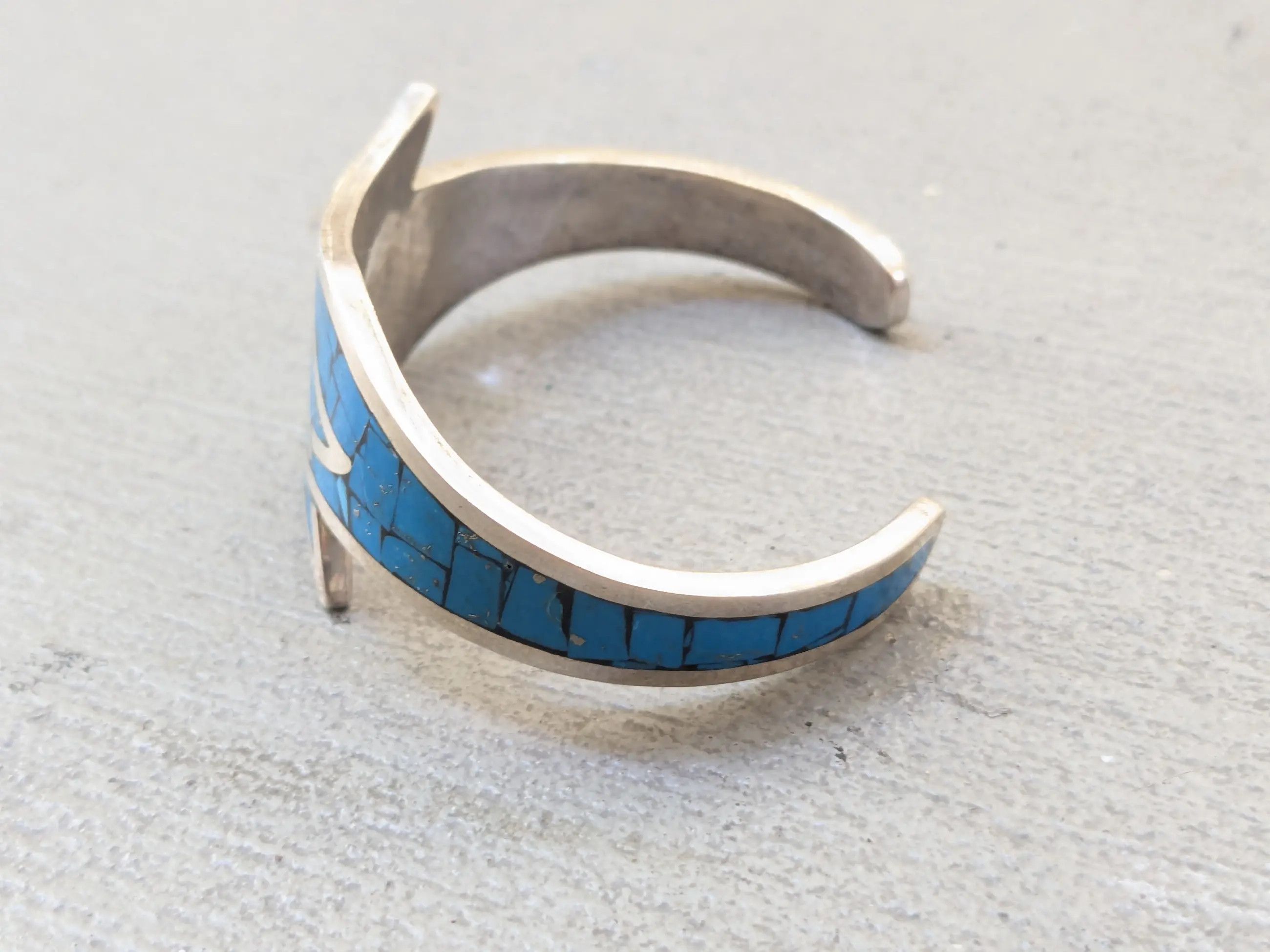 Jewelry × Vintage Vintage Sterling Silver Bracelet Turquoise Cuff Mexico 5.25" Size ONE SIZE - 5 Thumbnail