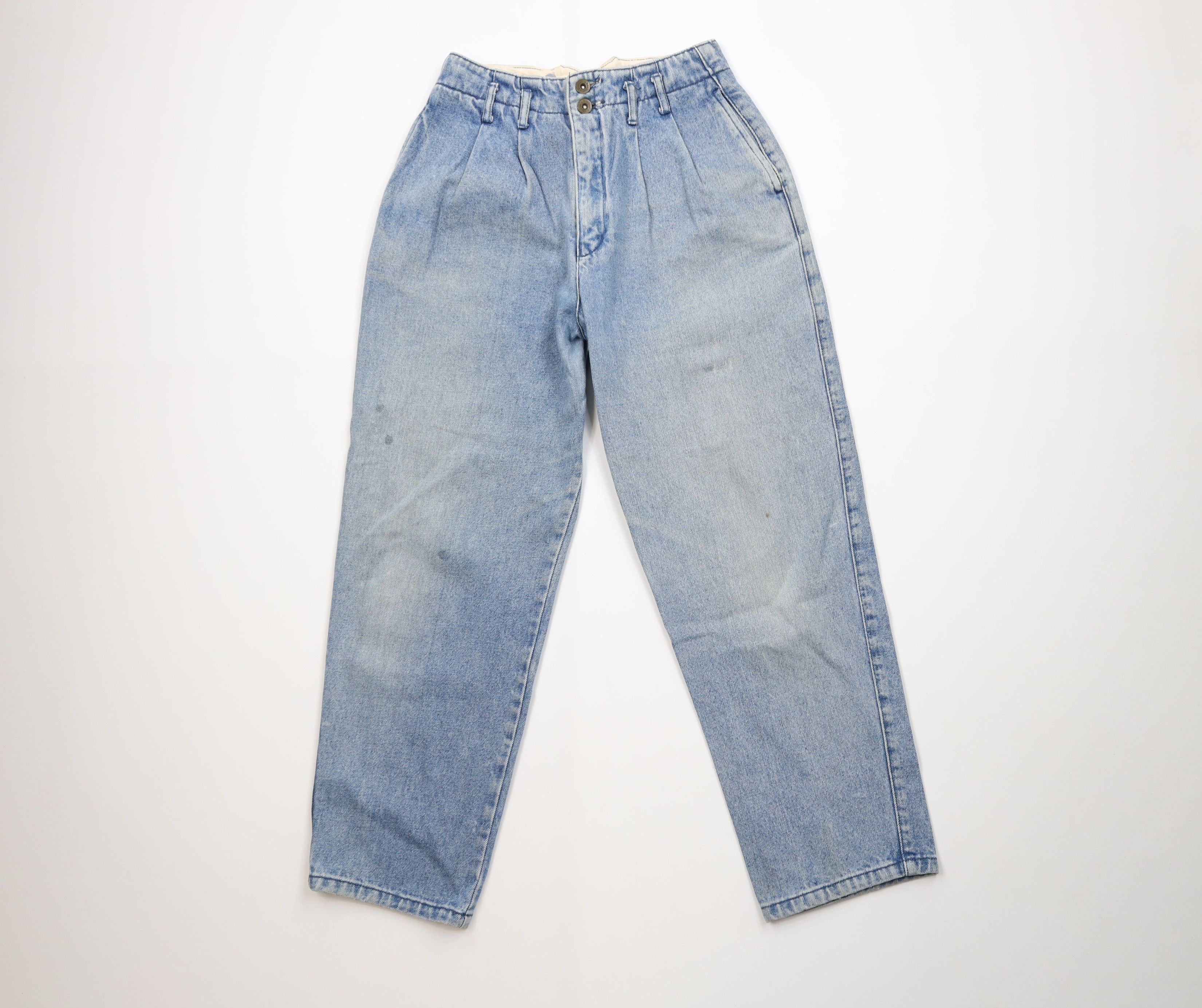 Vintage Vintage 80s 90s Streetwear Pleated Buckle Back Denim Jeans Size 32" / US 10 / IT 46 - 1 Thumbnail