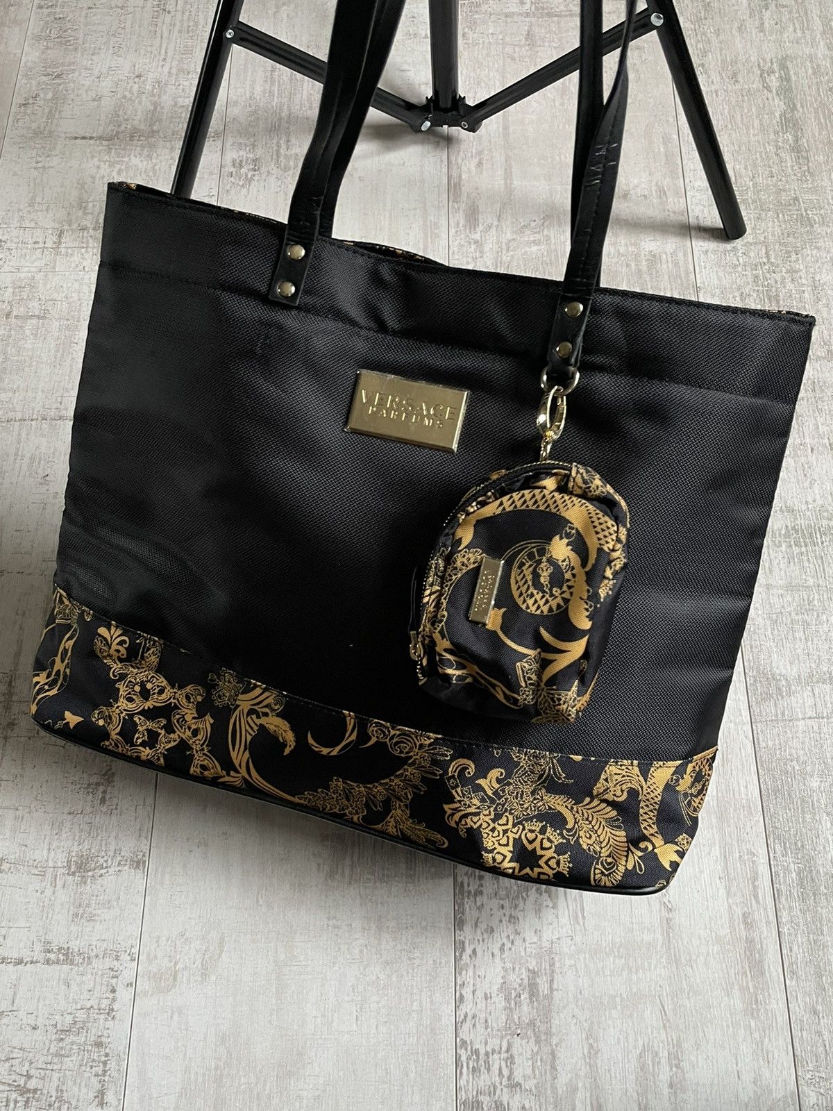 Versace Versace Parfums Weekender Tote Bag Black/Gold RARE Size ONE SIZE - 2 Thumbnail