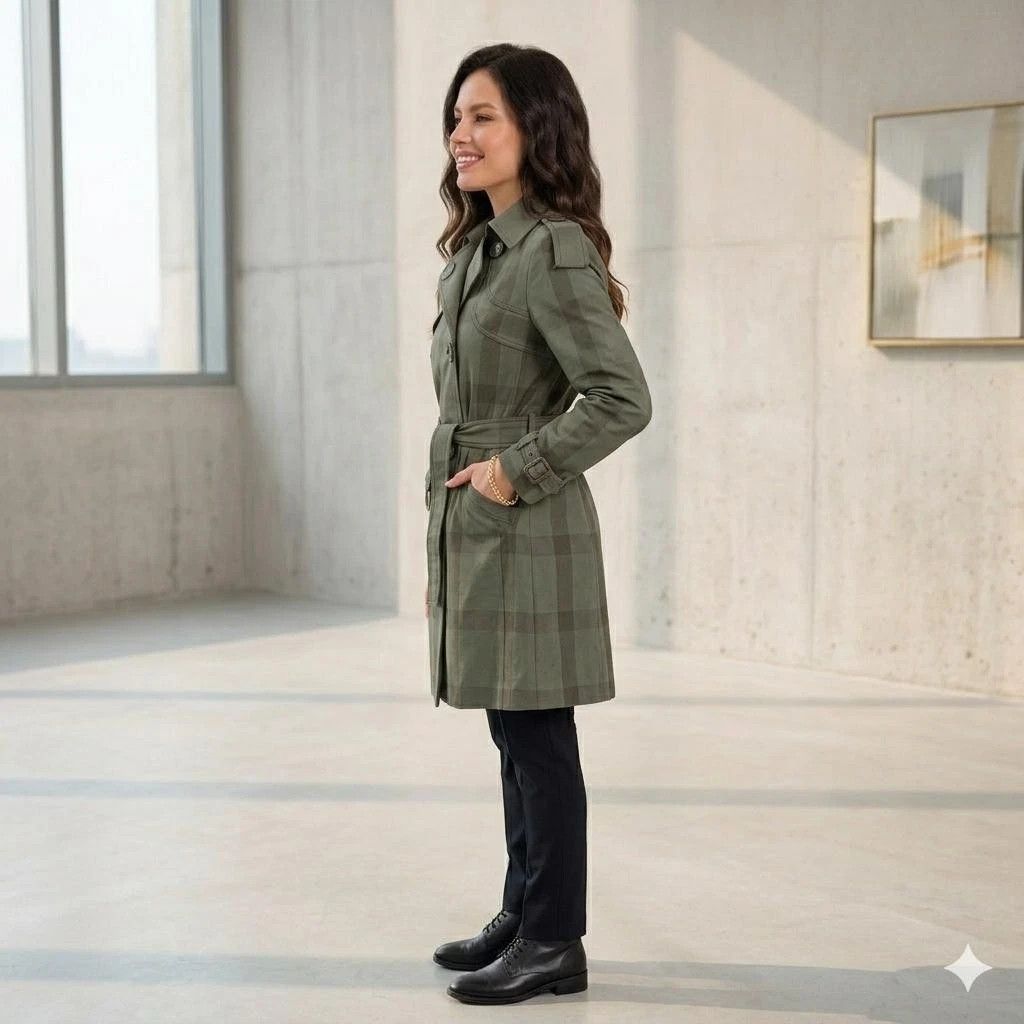 Stella McCartney Stella McCartney Luxury Plaid Trench Coat Khaki EU44 Size M / US 6-8 / IT 42-44 - 2 Thumbnail