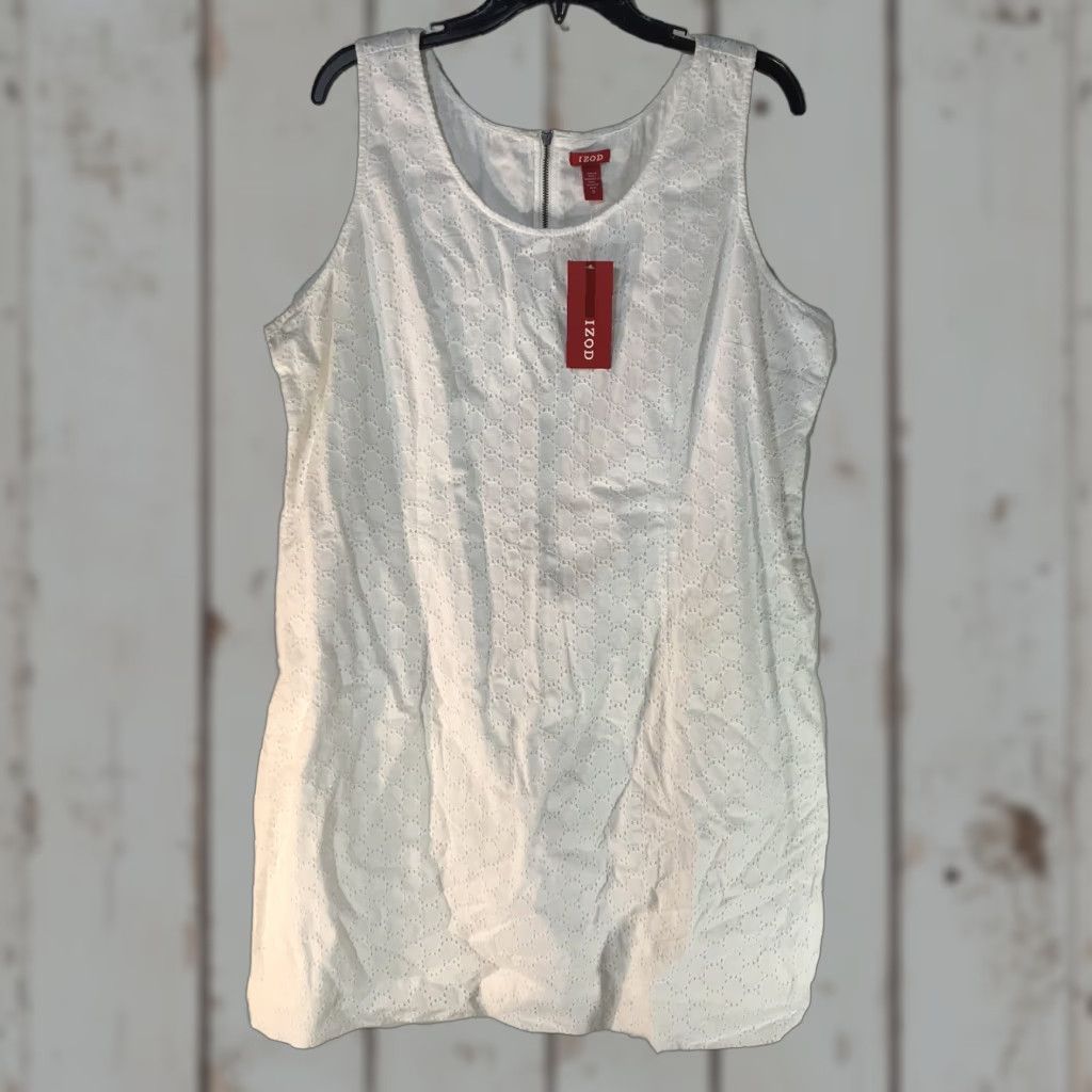 Izod VINTAGE Izod Womens Dress Sleeveless Cotton Crochet Knee Length Christian Casual Workwear Size 18 White Size XXL / US 16-18 / IT 52-54 - 1 Thumbnail