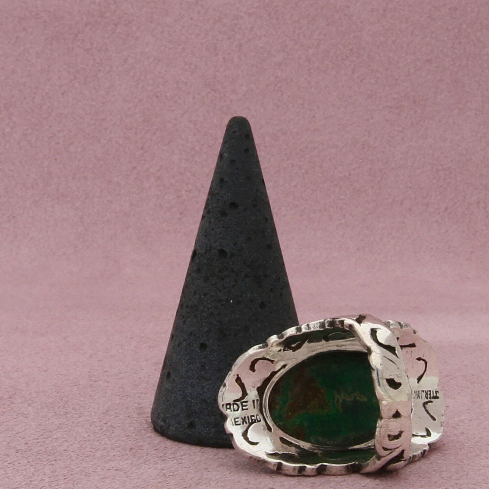 Mexicana mexico sterling silver vintage malachite scroll ring size 6 Size ONE SIZE - 5 Thumbnail