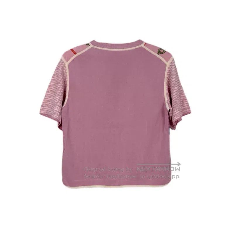 Hermes Hermes Pink Embroidered Chain Pattern Knit Silk Short Slee Size XS / US 0-2 / IT 36-38 - 2 Thumbnail