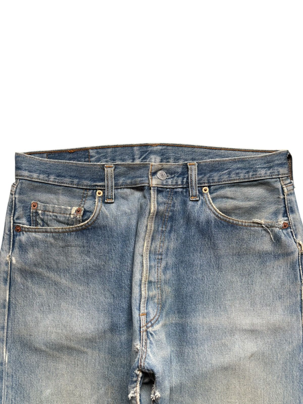 Levi's Vintage 90s Levis 501 Mud Wash Distress Ripped Loose Jeans Size US 34 / EU 50 - 4 Thumbnail