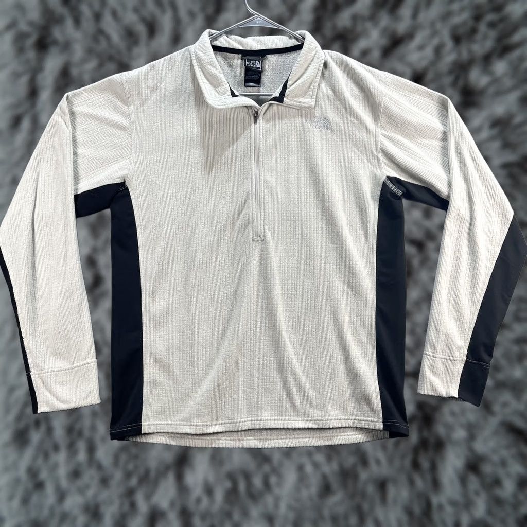 The North Face The North Face Sweater Mens Large Beige Black Quarter Zip Fleece Waffle Pullover Size US L / EU 52-54 / 3 - 1 Thumbnail