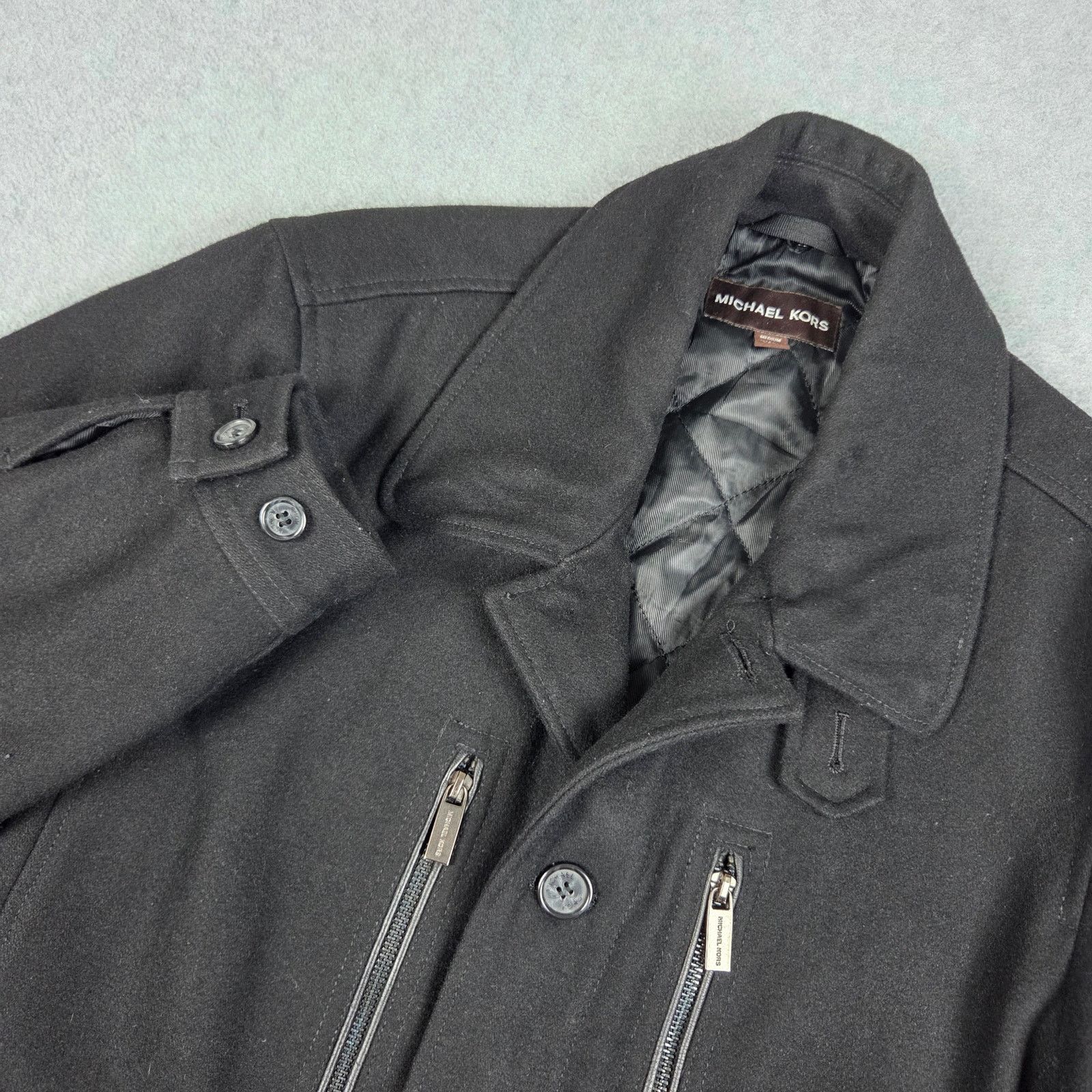 Michael Kors Michael Kors Medium Black Wool Blend Field Jacket Pea Coat Size US M / EU 48-50 / 2 - 1 Thumbnail