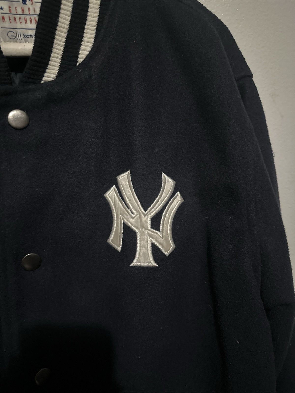 MLB NY Yankees Wool Bomber Jacket Y2K 2000s Size US L / EU 52-54 / 3 - 2 Thumbnail