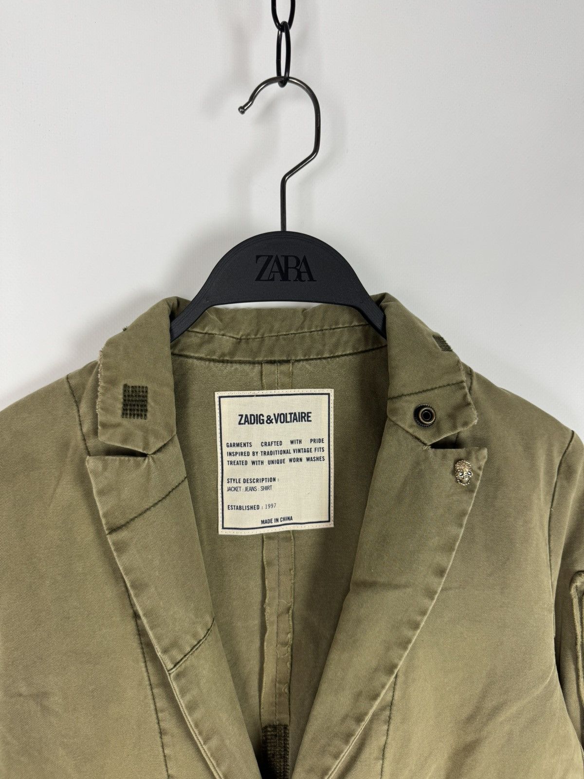 Zadig & Voltaire NWT Zadig&Voltaire Virginia Grunge Perm Khaki Jacket Size XS / US 0-2 / IT 36-38 - 5 Thumbnail