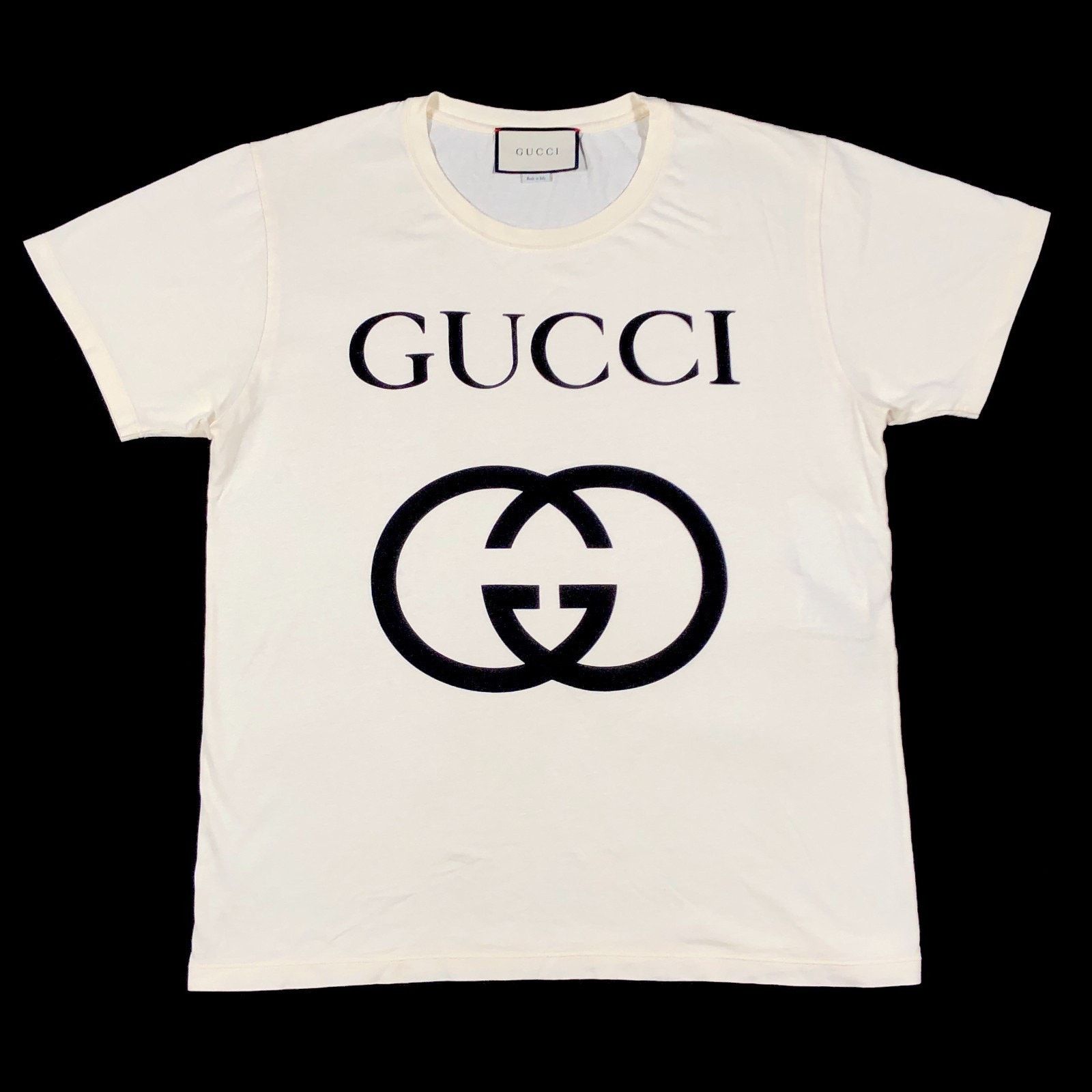 【GUCCI】LOGO T-SHIRT Oversize washed T-shirt with Gucci logo in white washed