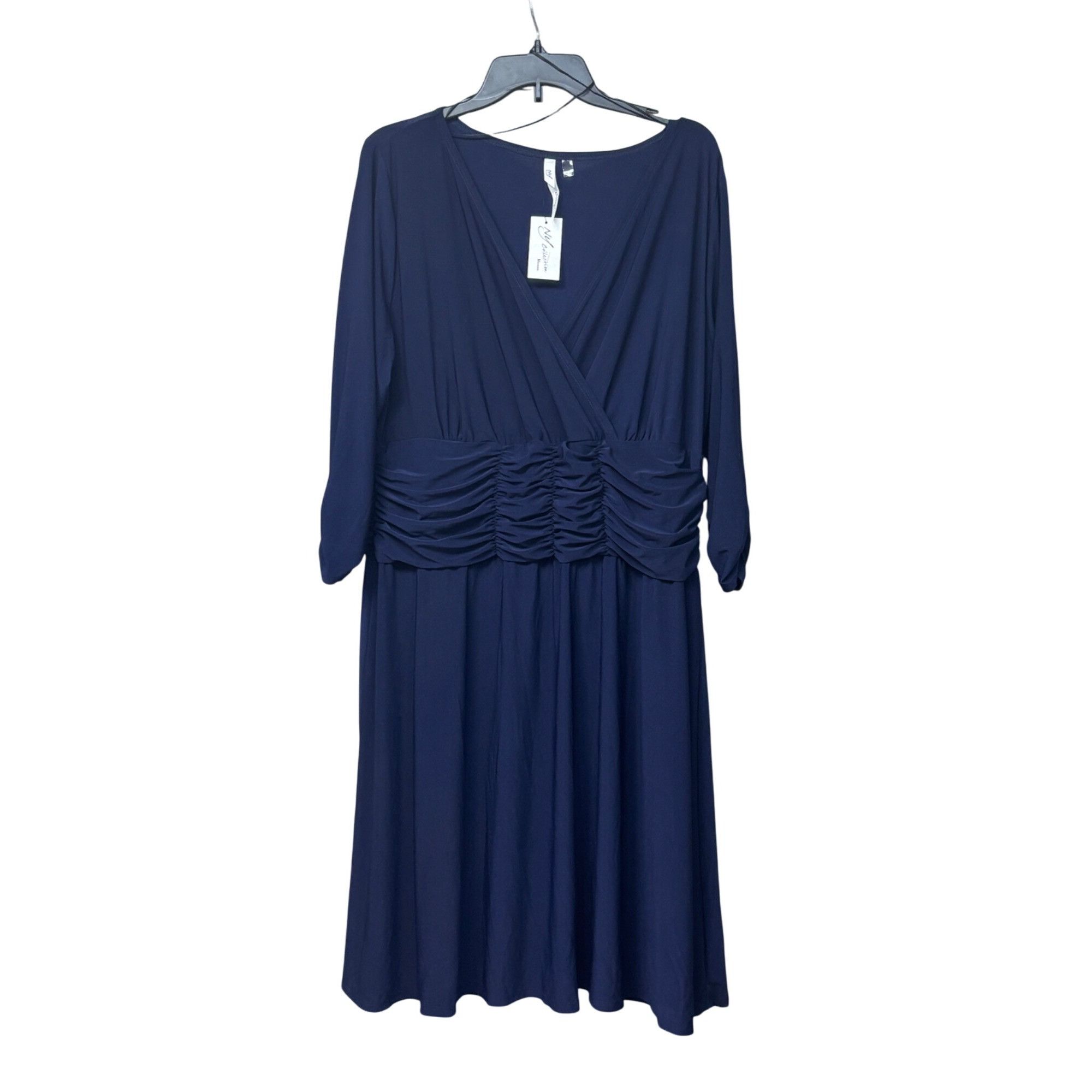 Other NY Collection Plus Size Ruched A-line Dress, Navy, Sz. 2X Size ONE SIZE - 3 Thumbnail