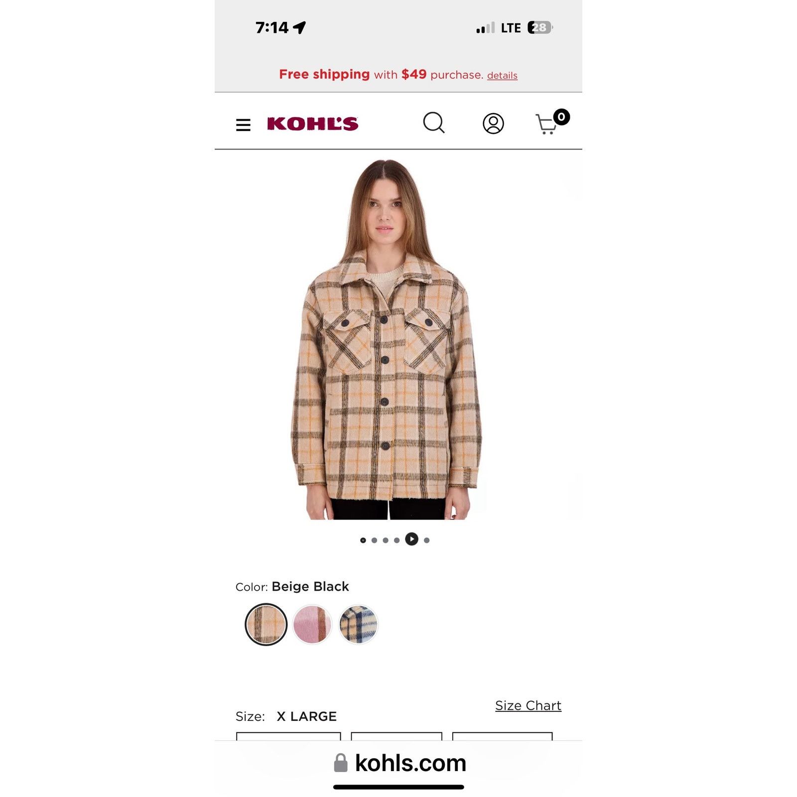 NWT Sebby Women's Oversized Plaid Fall Shirt Coat large